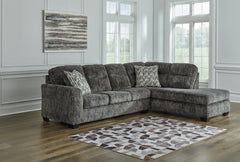 3 Brothers Decor - Ashley Furniture - Lonoke Sectional - LAF 2-Piece Sectional with Chaise / Gunmetal - 50504S2