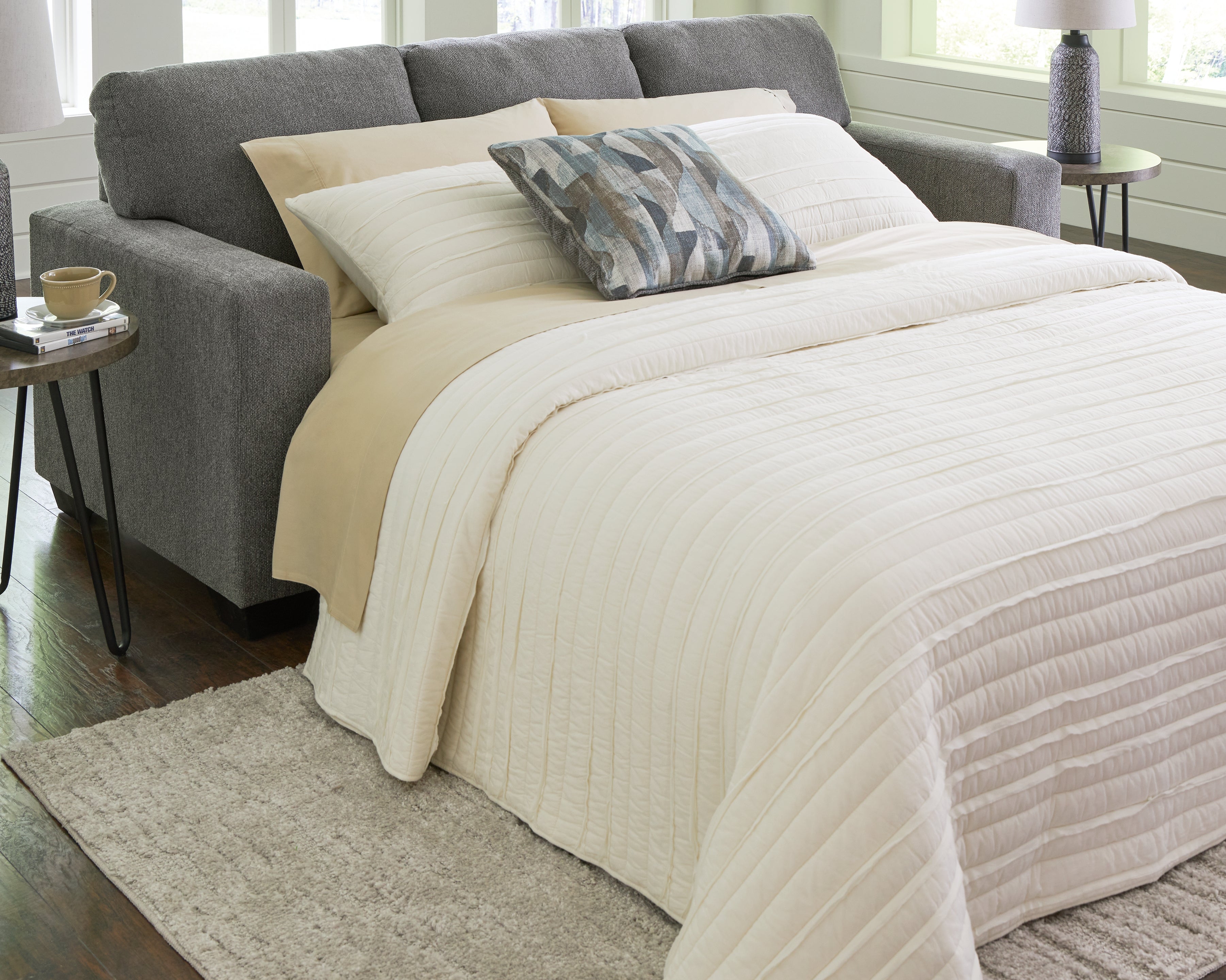 3 Brothers Decor - Ashley Furniture - Deltona Living Room - Queen Sofa Sleeper / Graphite - 5120539
