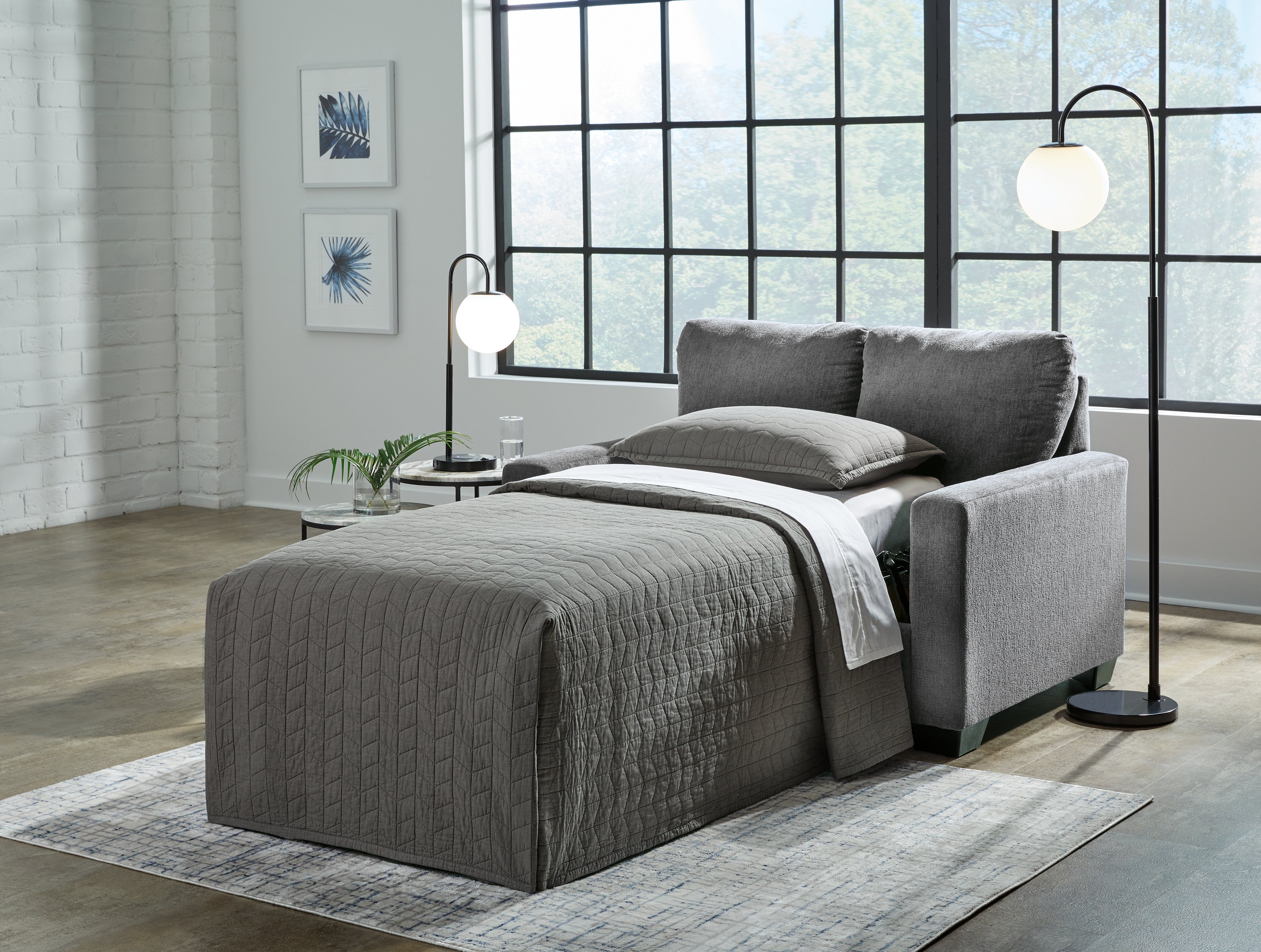 3 Brothers Decor - Ashley Furniture - Rannis Living Room - Twin Sofa Sleeper / Pewter - 5360237