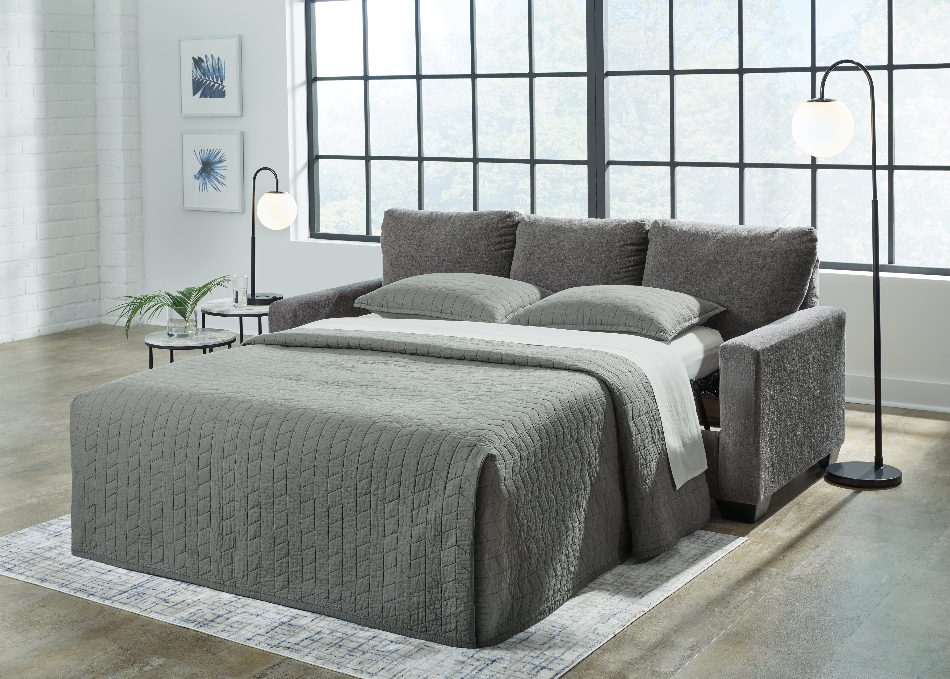 3 Brothers Decor - Ashley Furniture - Rannis Living Room - Queen Sofa Sleeper / Pewter - 5360239