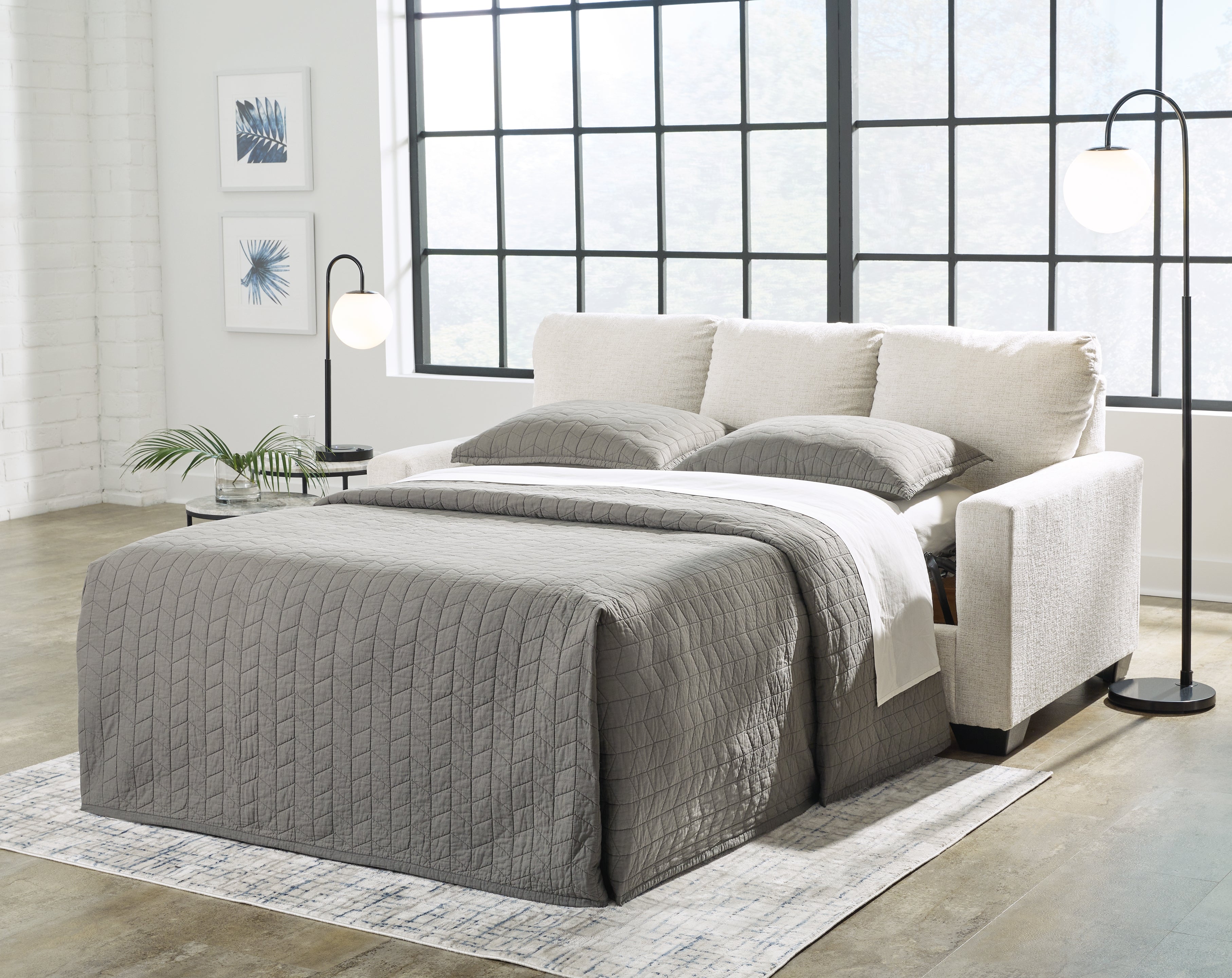 3 Brothers Decor - Ashley Furniture - Rannis Living Room - Full Sofa Sleeper / Snow - 5360336