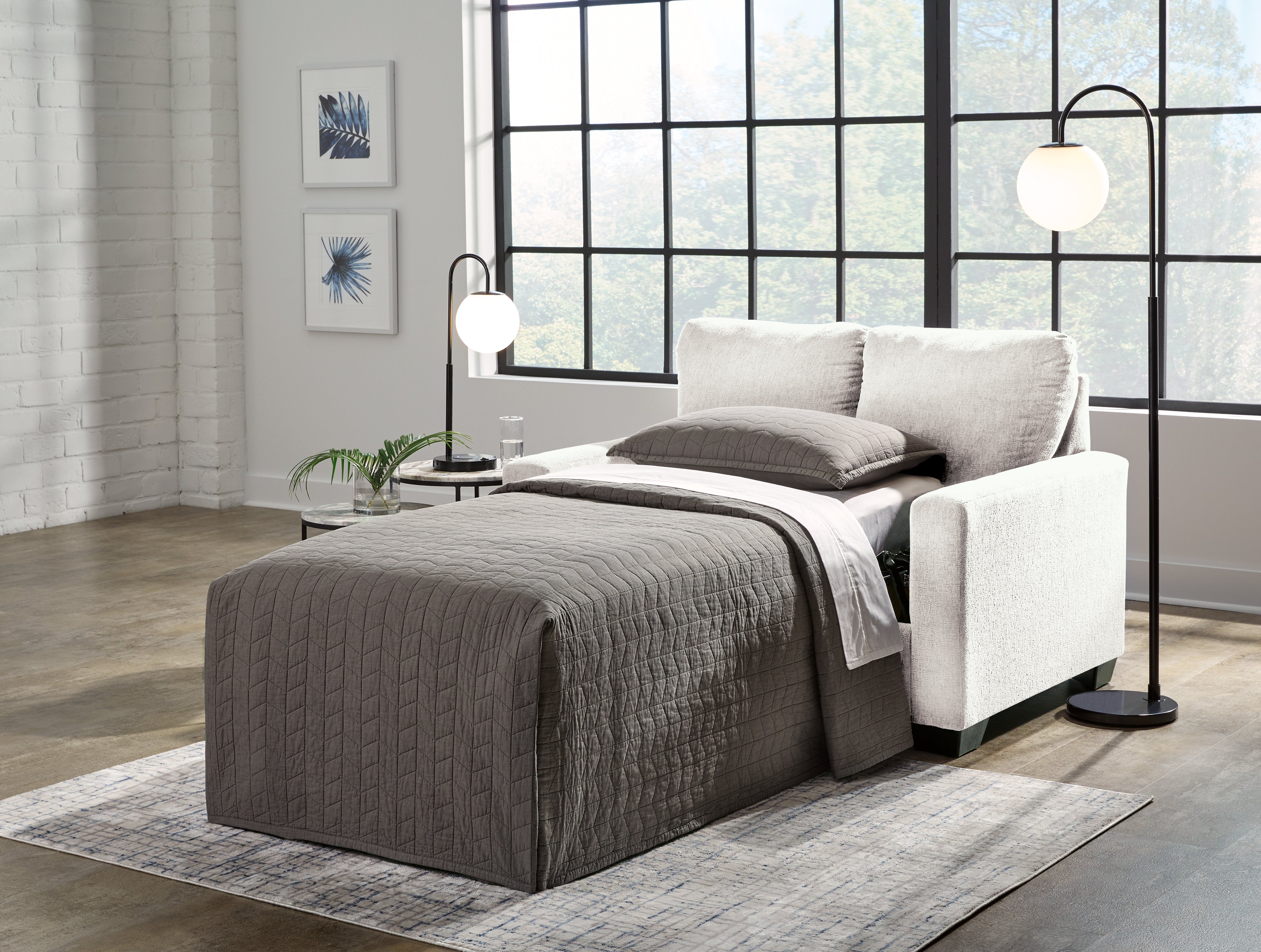 3 Brothers Decor - Ashley Furniture - Rannis Living Room - Twin Sofa Sleeper / Snow - 5360337