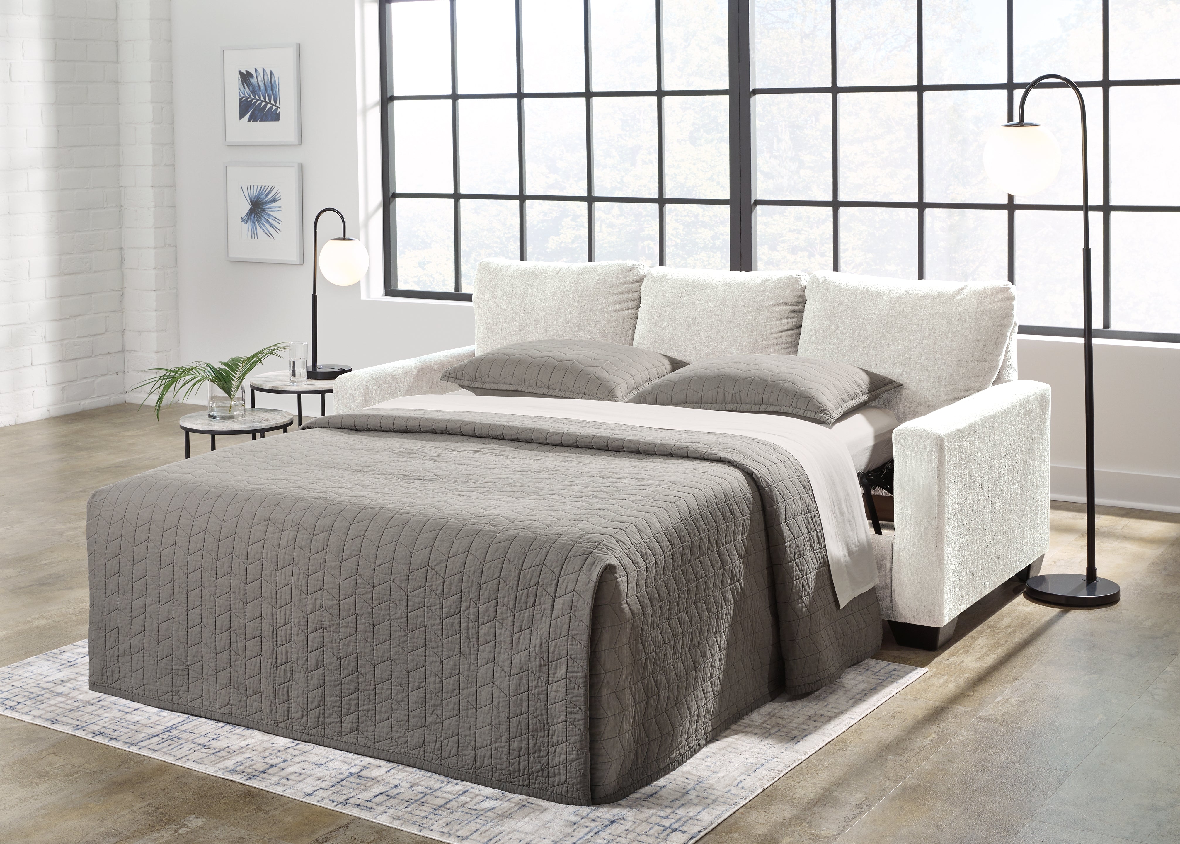 3 Brothers Decor - Ashley Furniture - Rannis Living Room - Queen Sofa Sleeper / Snow - 5360339