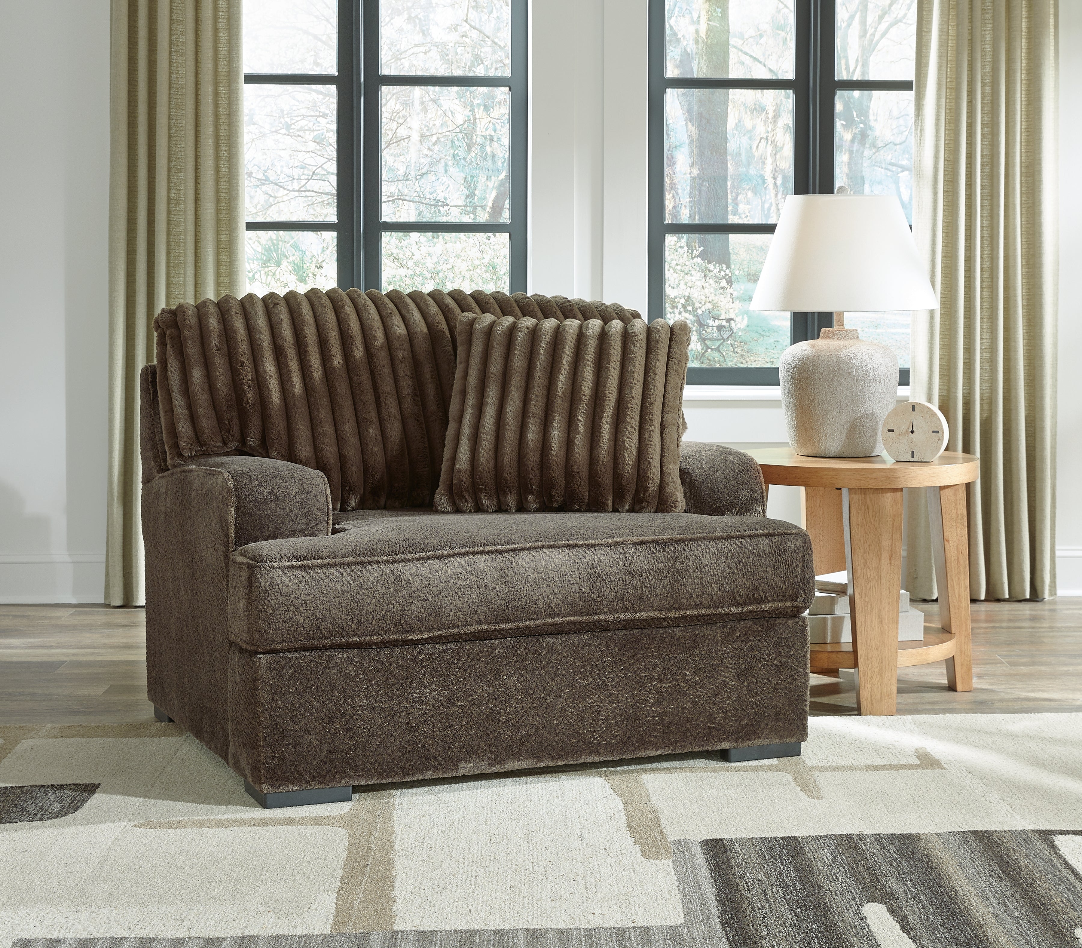 3 Brothers Decor - Ashley Furniture - Aylesworth Living Room - Chair and a Half / Chocolate - 5370223