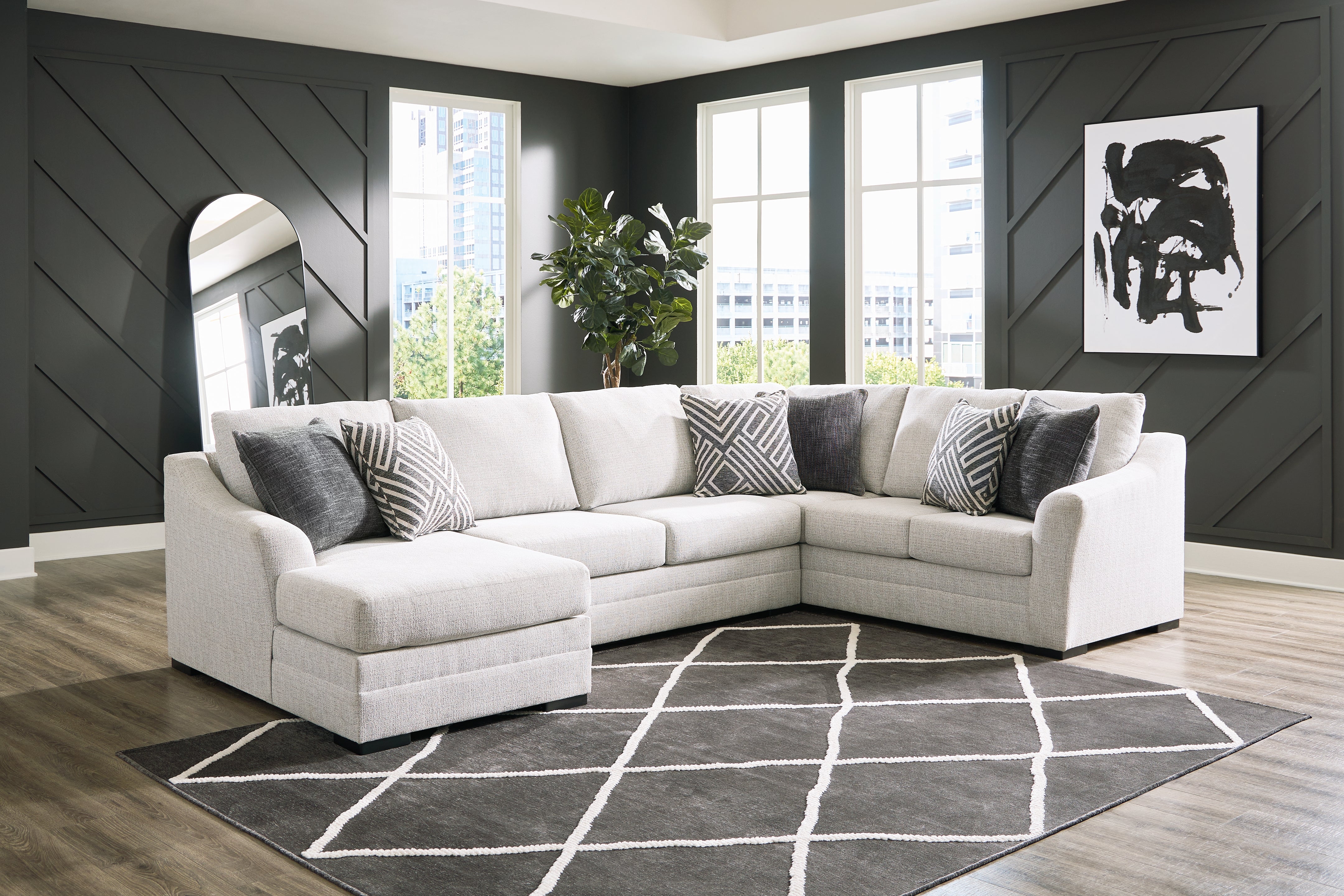 3 Brothers Decor - Ashley Furniture - Koralynn Sectional - RAF 3-Piece Sectional with Chaise / Stone - 54102S1