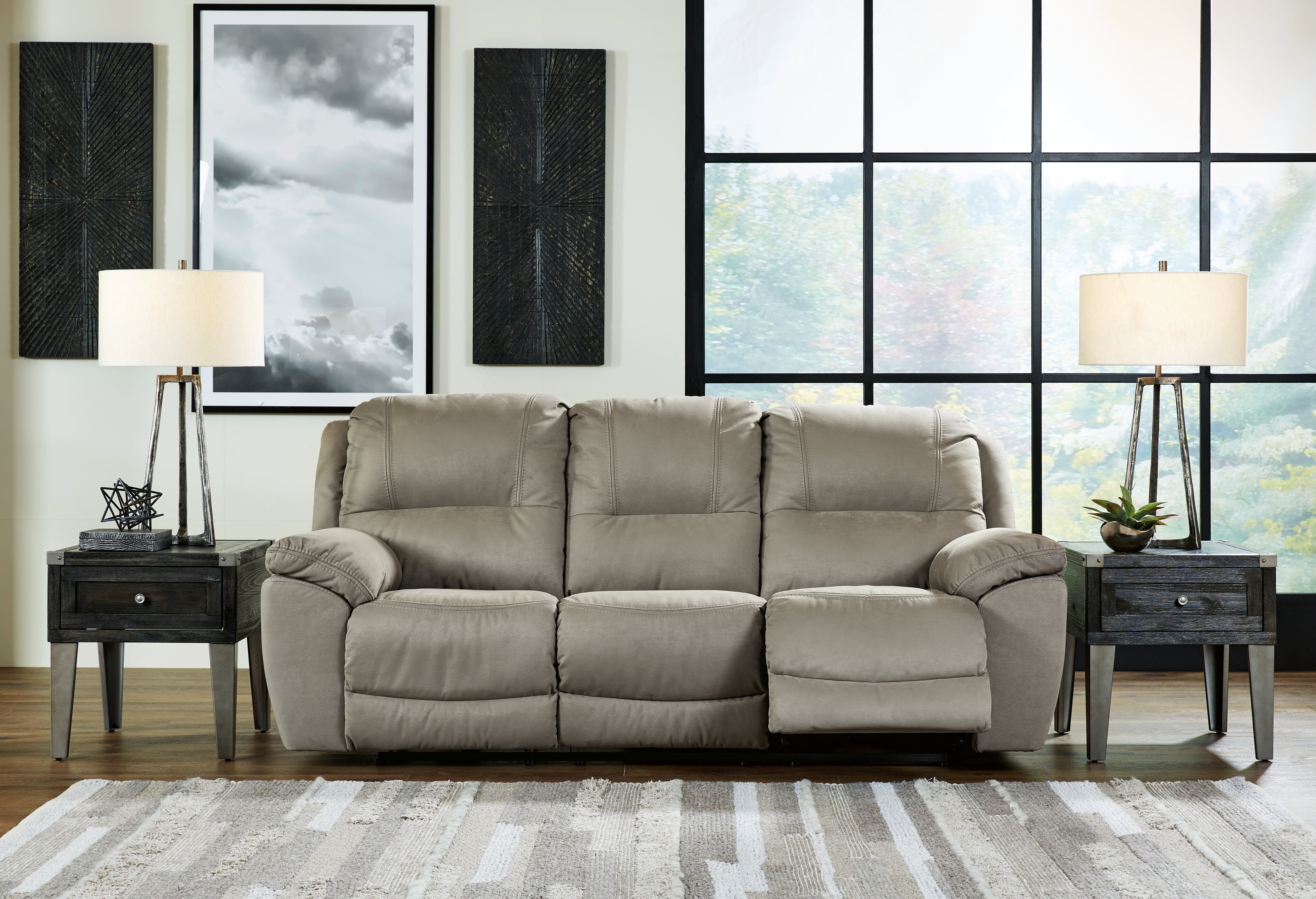 3 Brothers Decor - Ashley Furniture - Next-Gen Gaucho Living Room - Reclining Power Sofa / Putty - 5420387