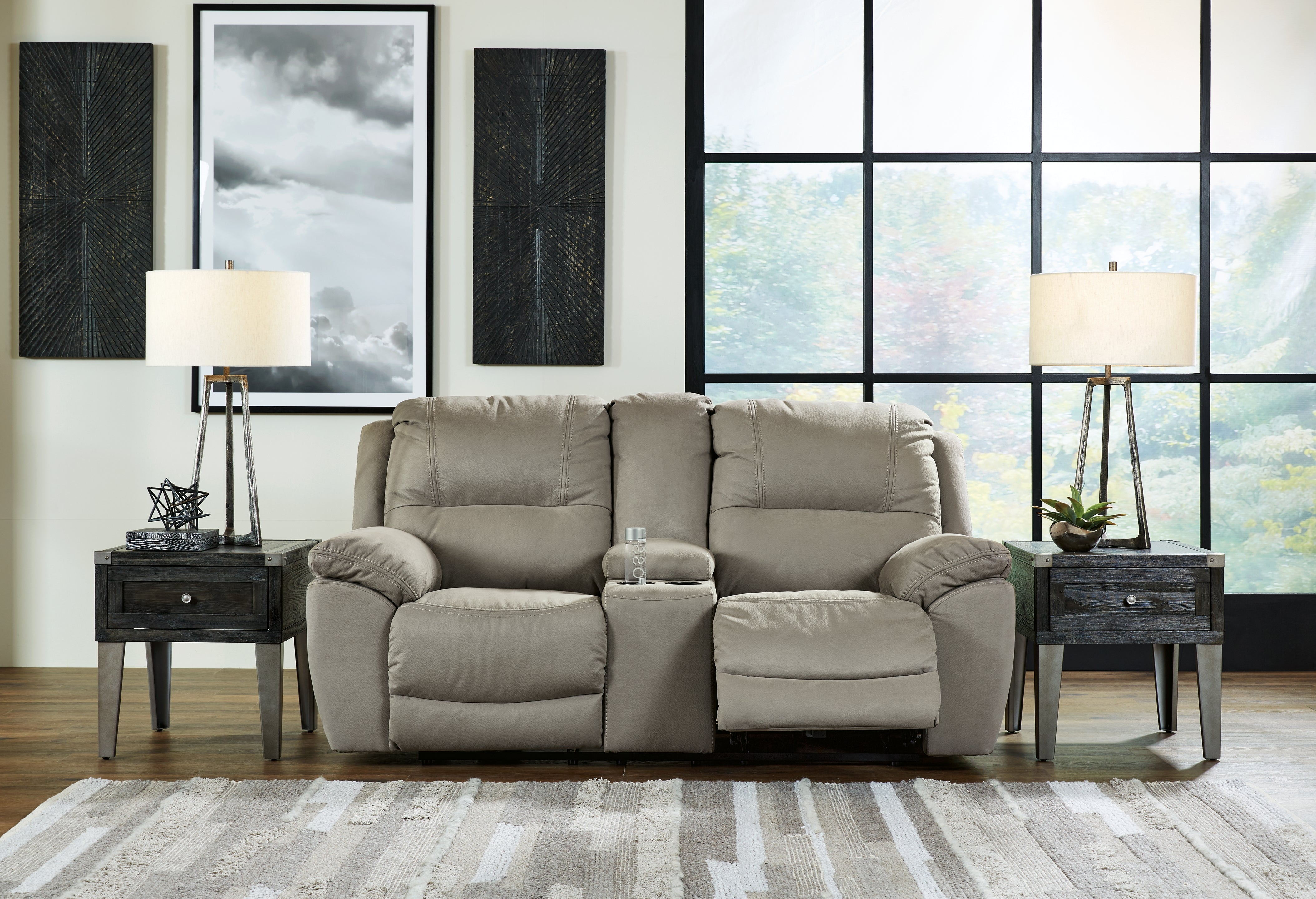 3 Brothers Decor - Ashley Furniture - Next-Gen Gaucho Living Room - DBL Rec Loveseat w/Console / Putty - 5420394