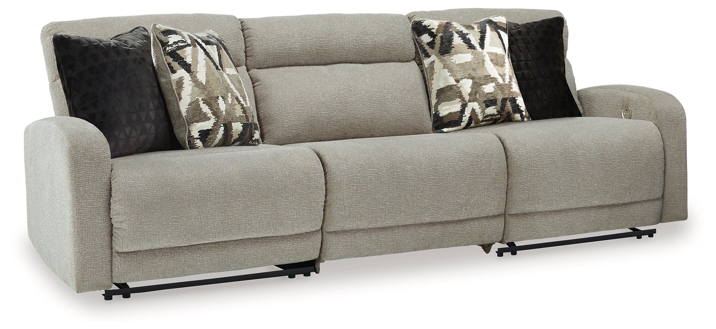 3 Brothers Decor - Ashley Furniture - Colleyville Sectional - 3-Piece Power Reclining Sectional Sofa / Stone - 54405S8