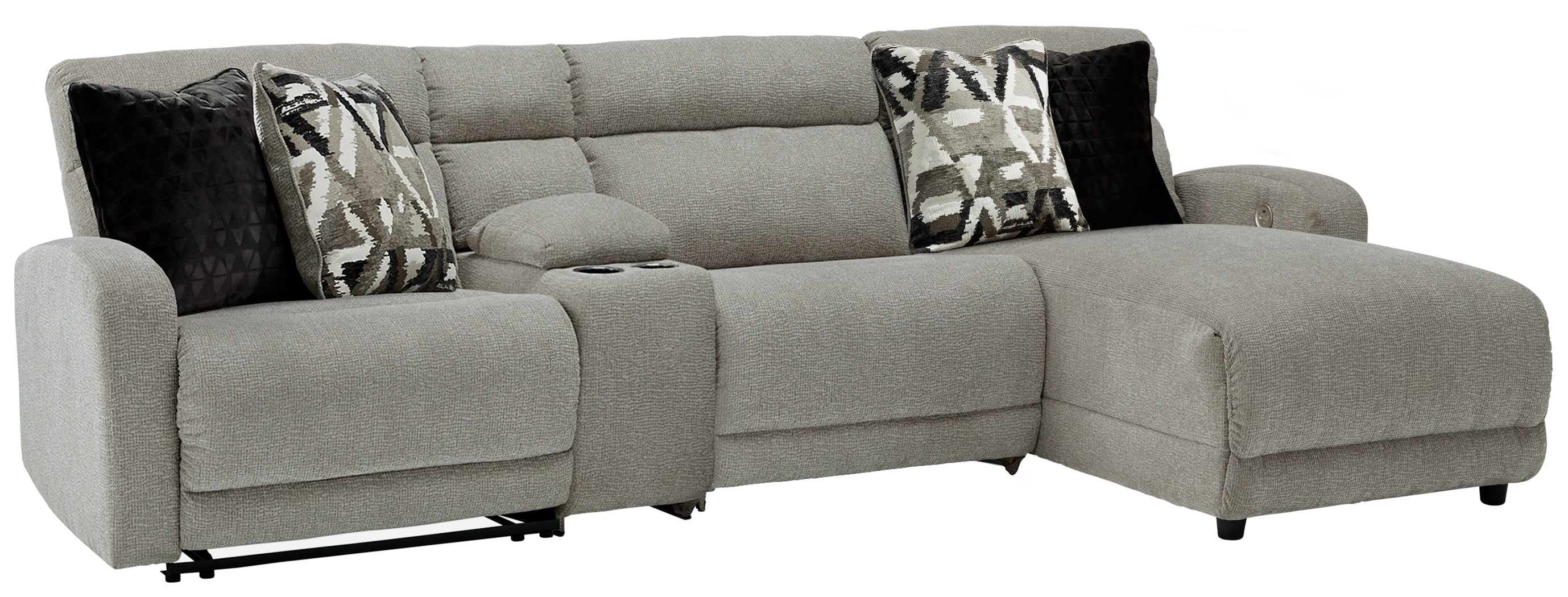 3 Brothers Decor - Ashley Furniture - Colleyville Sectional - 4-Piece Power Reclining Sectional with Chaise / Stone - 54405S3