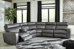 3 Brothers Decor - Ashley Furniture - Samperstone Sectional - 6-Piece Power Reclining Sectional / Gray - 55203S2