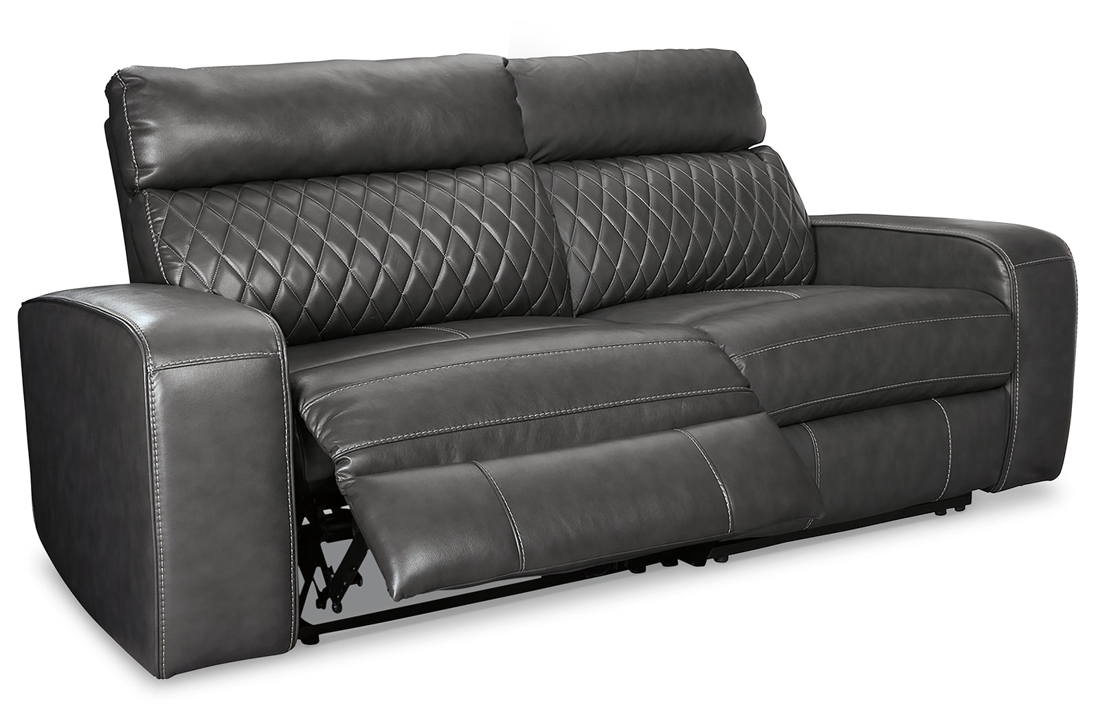 3 Brothers Decor - Ashley Furniture - Samperstone Sectional - 2-Piece Power Reclining Sectional Loveseat / Gray - 55203S5