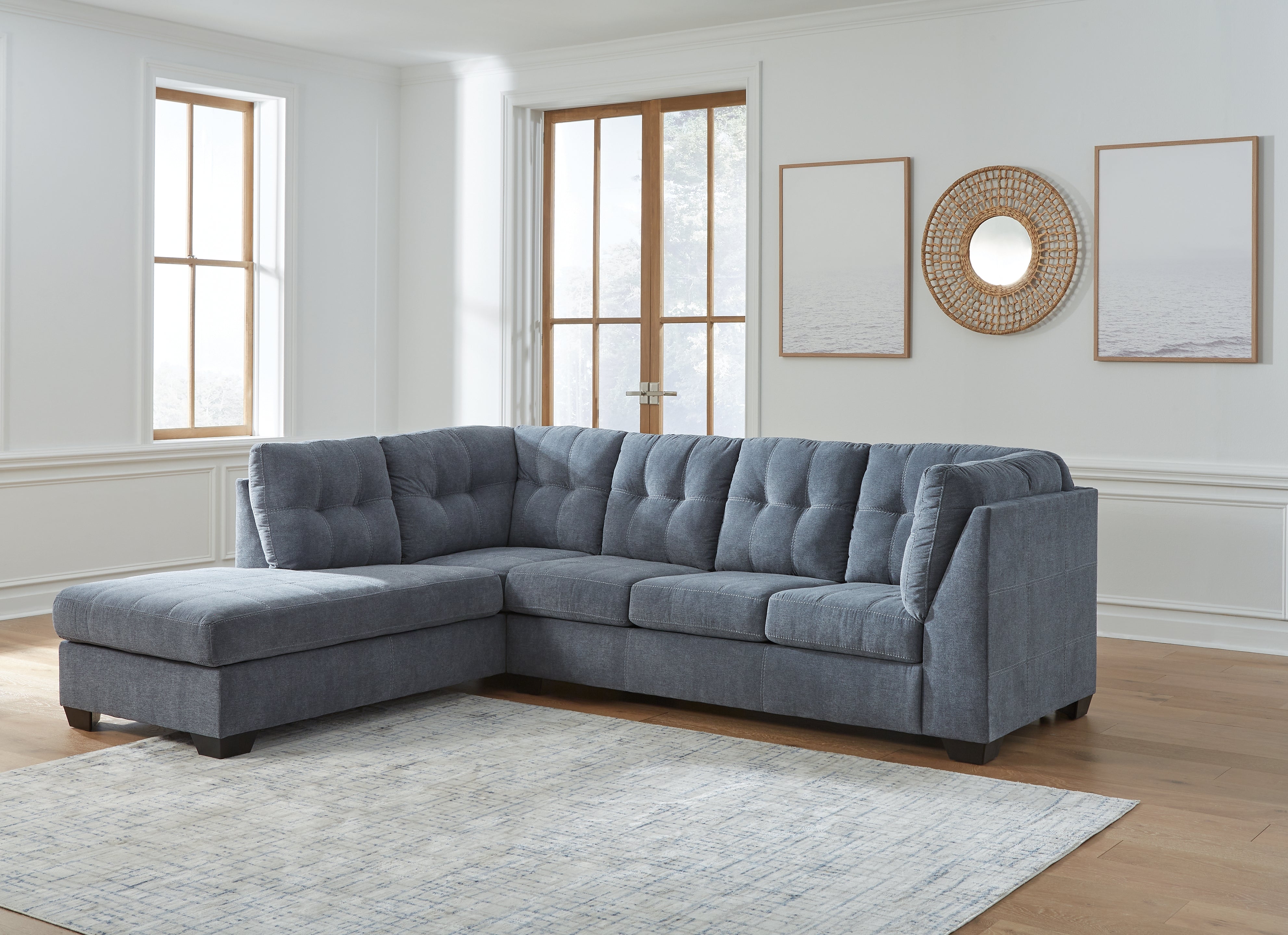3 Brothers Decor - Ashley Furniture - Marleton Sectional - RAF 2-Piece Sectional with Chaise / Denim - 55303S1