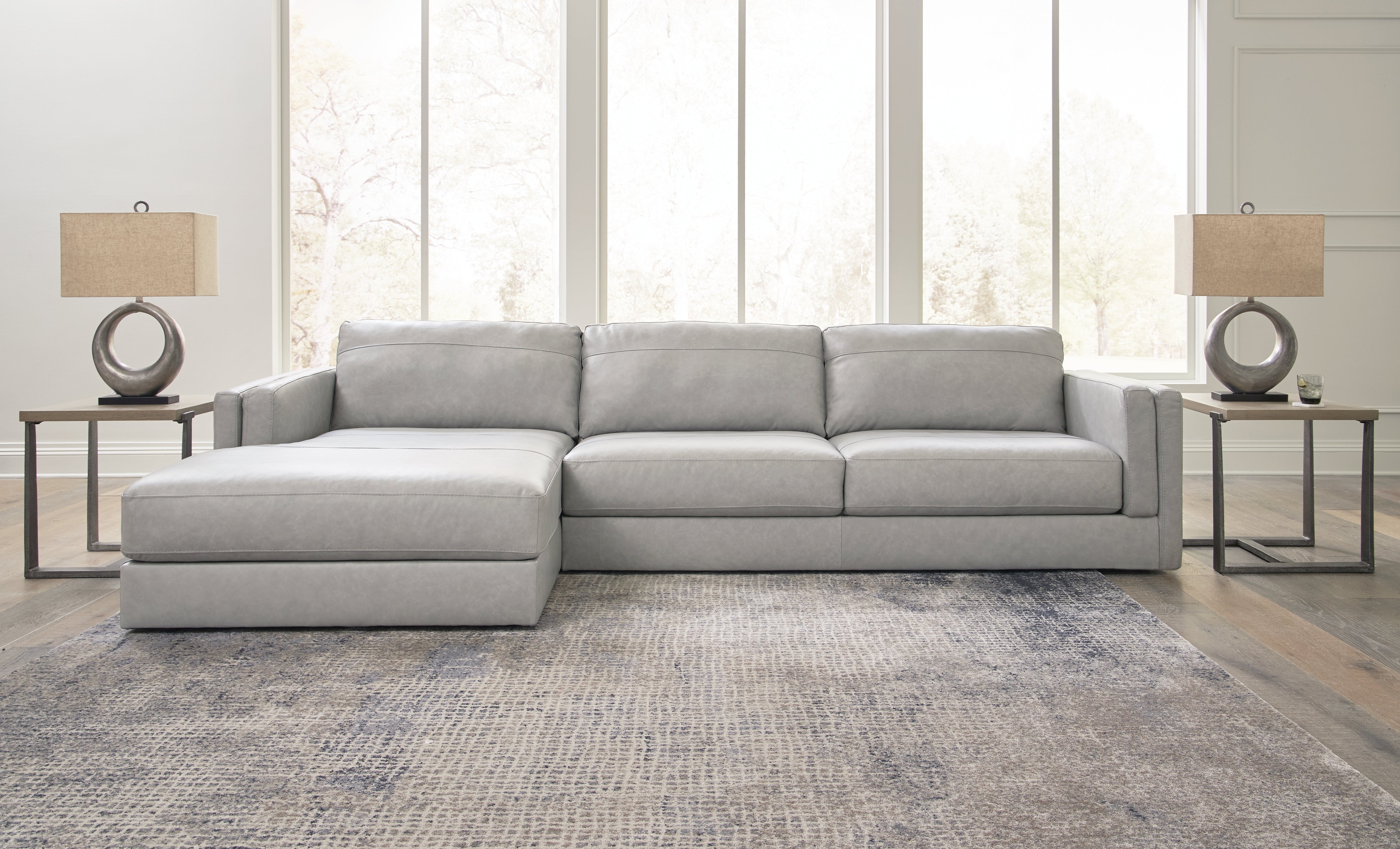 3 Brothers Decor - Ashley Furniture - Amiata Sectional - RAF 2-Piece Sectional with Chaise / Glacier - 57404S1