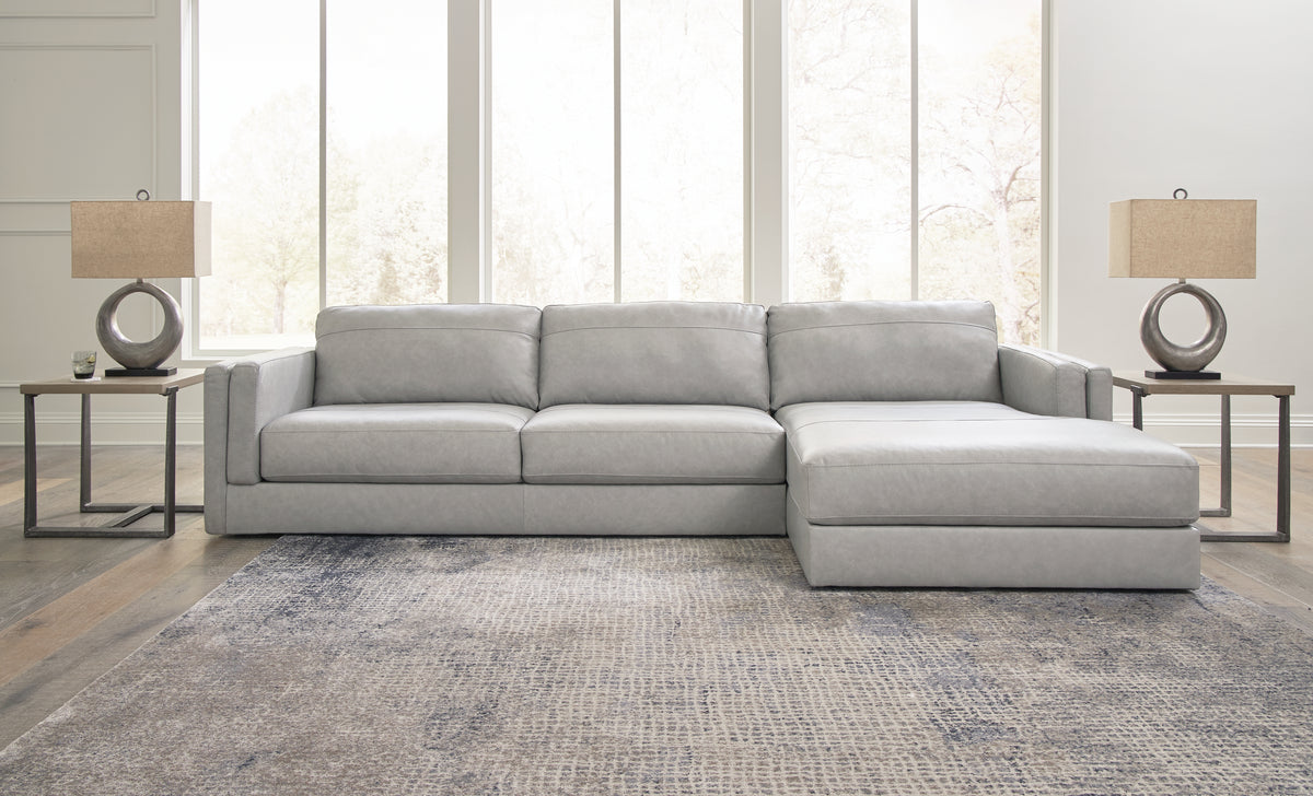 3 Brothers Decor - Ashley Furniture - Amiata Sectional - LAF 2-Piece Sectional with Chaise / Glacier - 57404S2