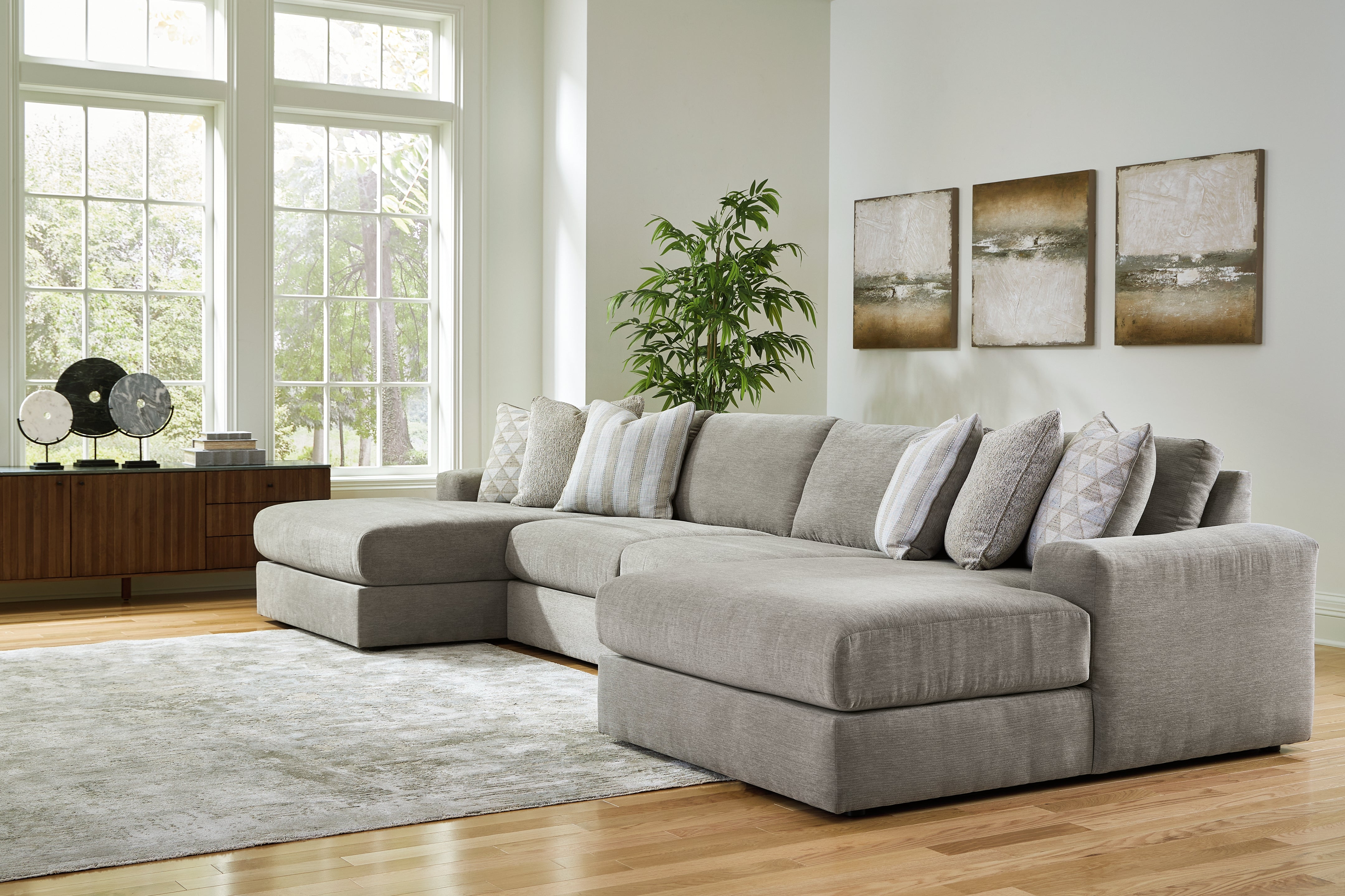 3 Brothers Decor - Ashley Furniture - Avaliyah Sectional - RAF 4-Piece Double Chaise Sectional / Ash - 58103S11