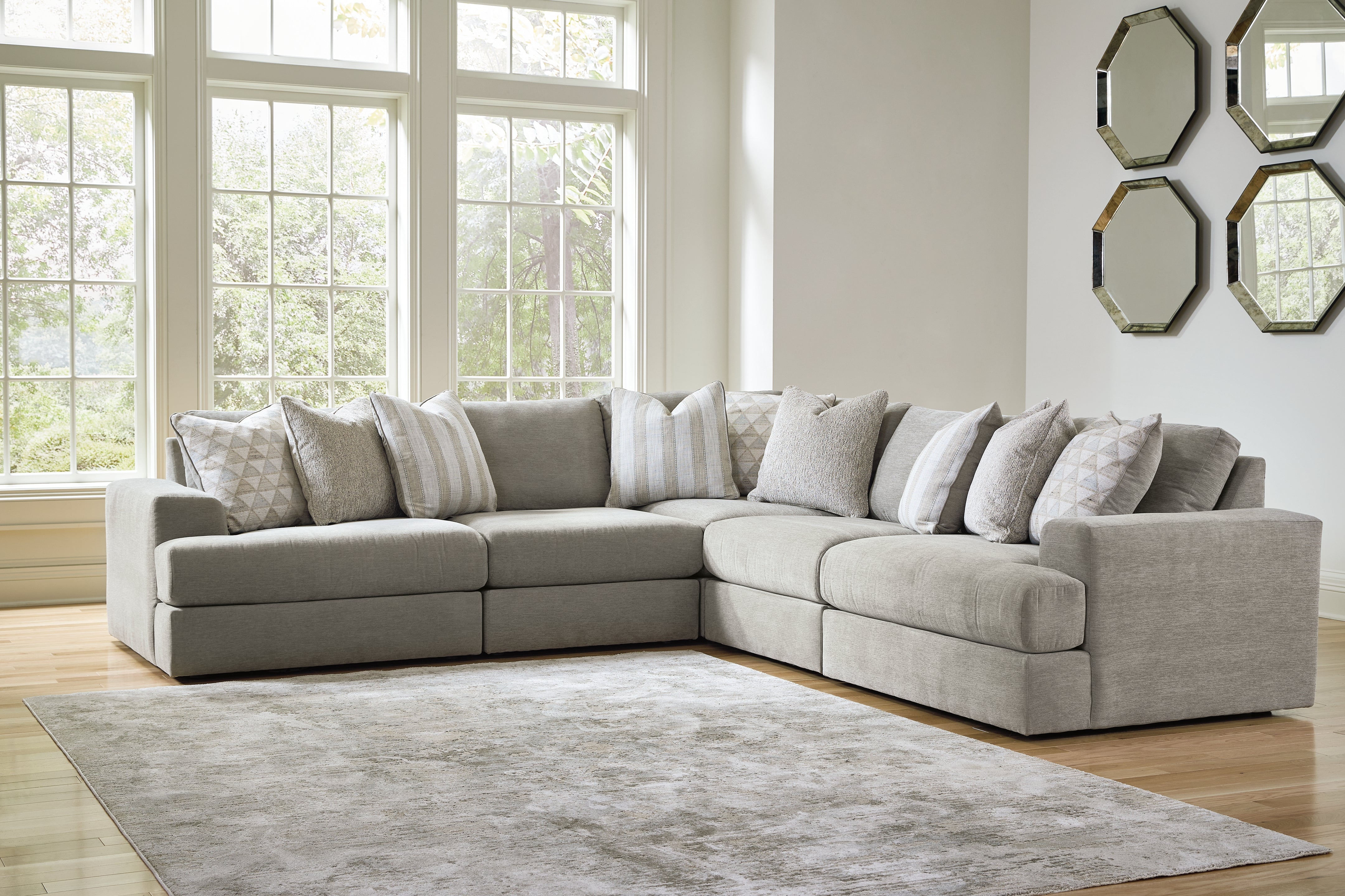 3 Brothers Decor - Ashley Furniture - Avaliyah Sectional - RAF 5-Piece Sectional / Ash - 58103S6
