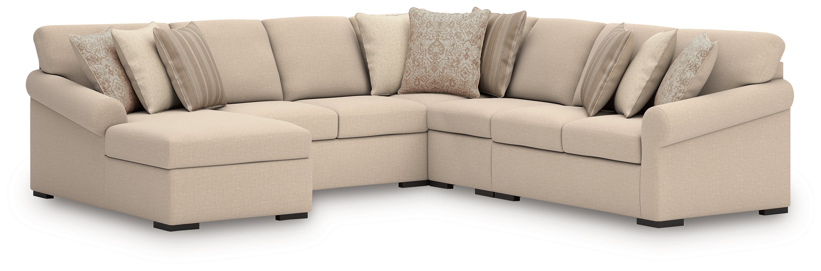 3 Brothers Decor - Ashley Furniture - LadyMae Sectional - RAF 5-Piece Sectional with Chaise / Twill - 59404S8