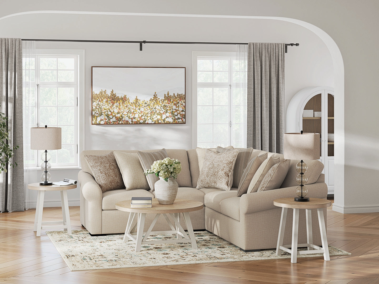 3 Brothers Decor - Ashley Furniture - LadyMae Sectional - RAF 3-Piece Sectional / Twill - 59404S1