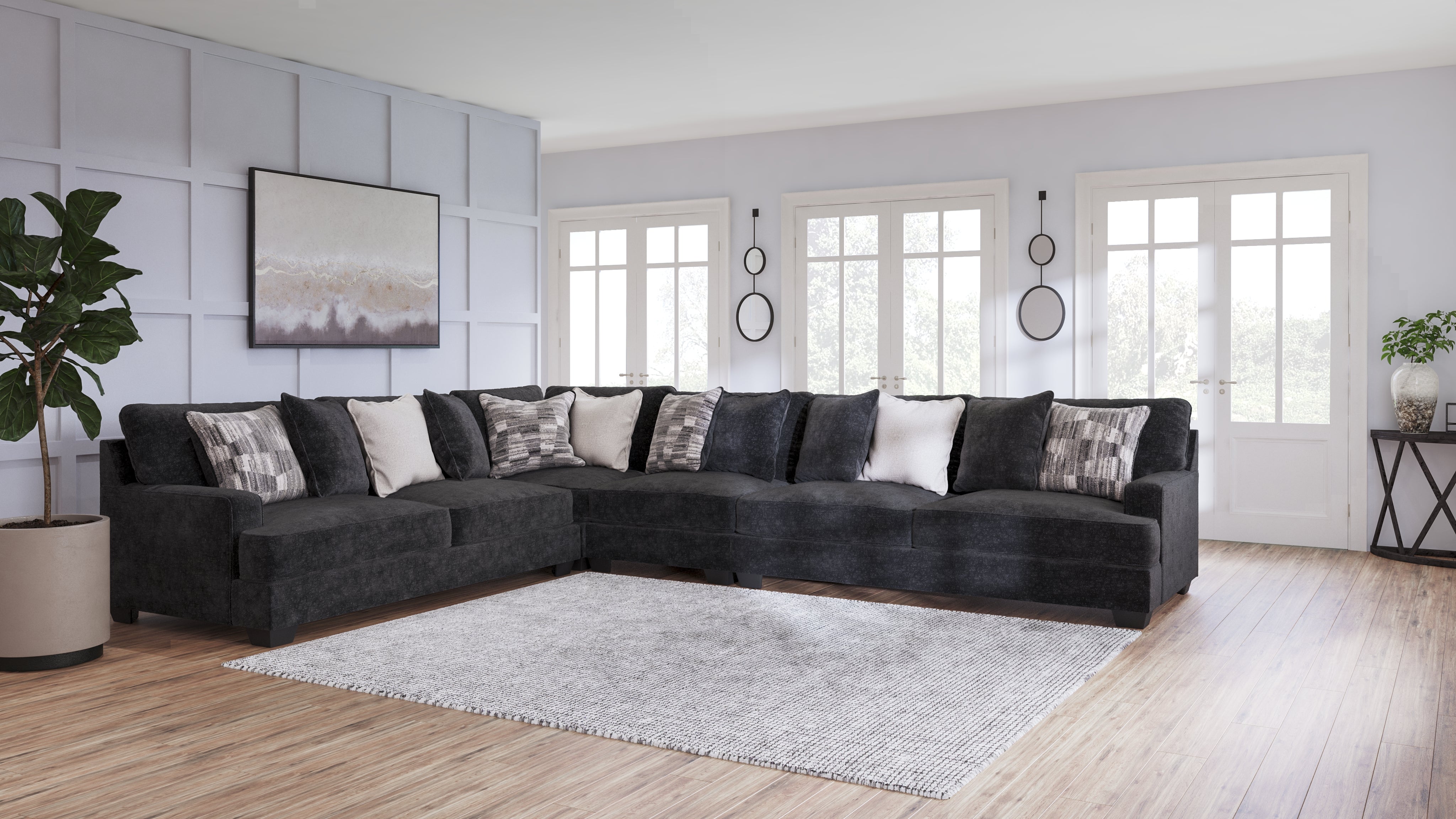 3 Brothers Decor - Ashley Furniture - Lavernett Sectional - LAF 4-Piece Sectional / Charcoal - 59603S2