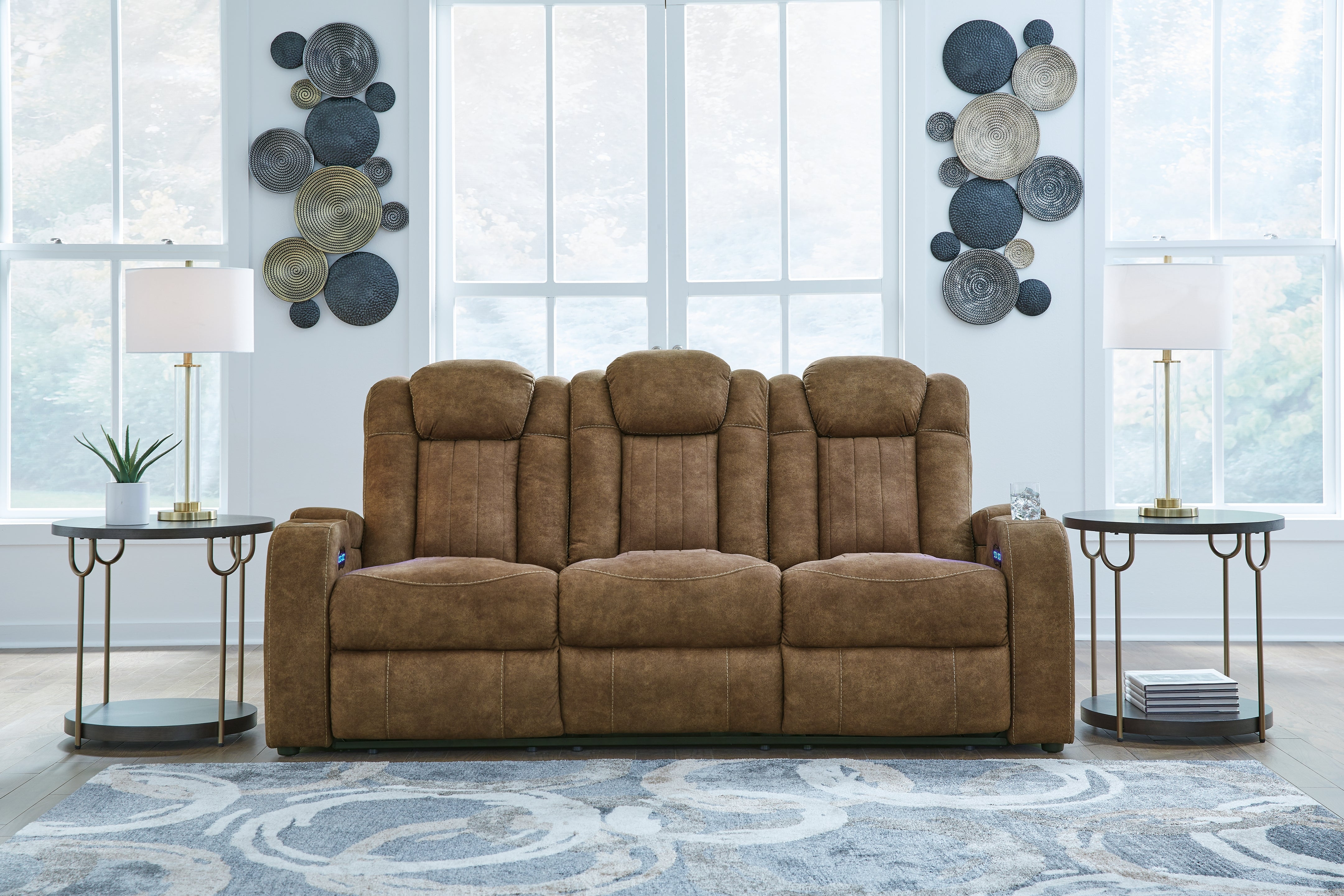 3 Brothers Decor - Ashley Furniture - Wolfridge Living Room - PWR REC Sofa with ADJ Headrest / Brindle - 6070315