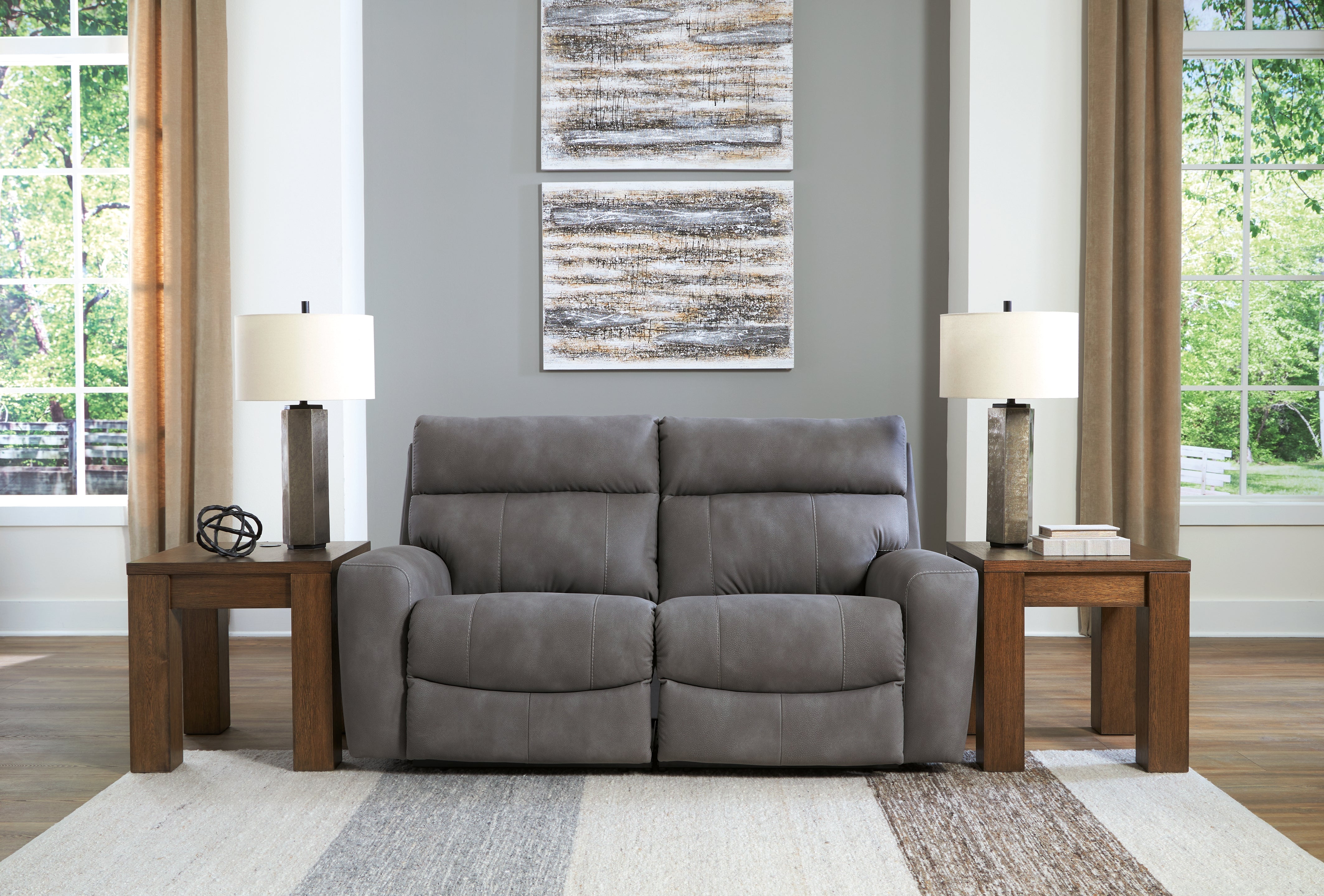 3 Brothers Decor - Ashley Furniture - Next-Gen DuraPella Sectional - 2-Piece Power Reclining Sectional Loveseat / Slate - 61003S1