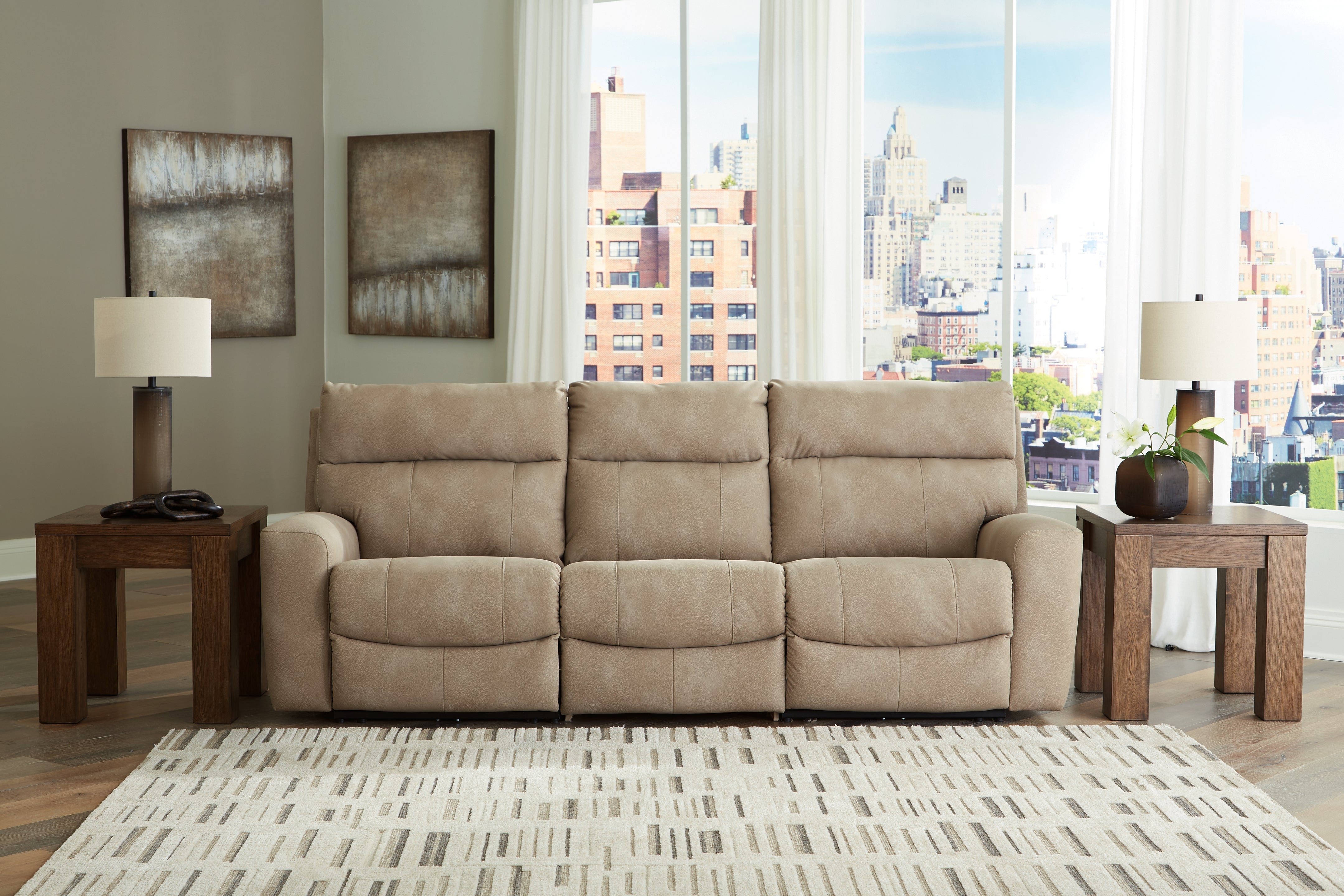 3 Brothers Decor - Ashley Furniture - Next-Gen DuraPella Sectional - 3-Piece Power Reclining Sectional Sofa / Sand - 61004S2