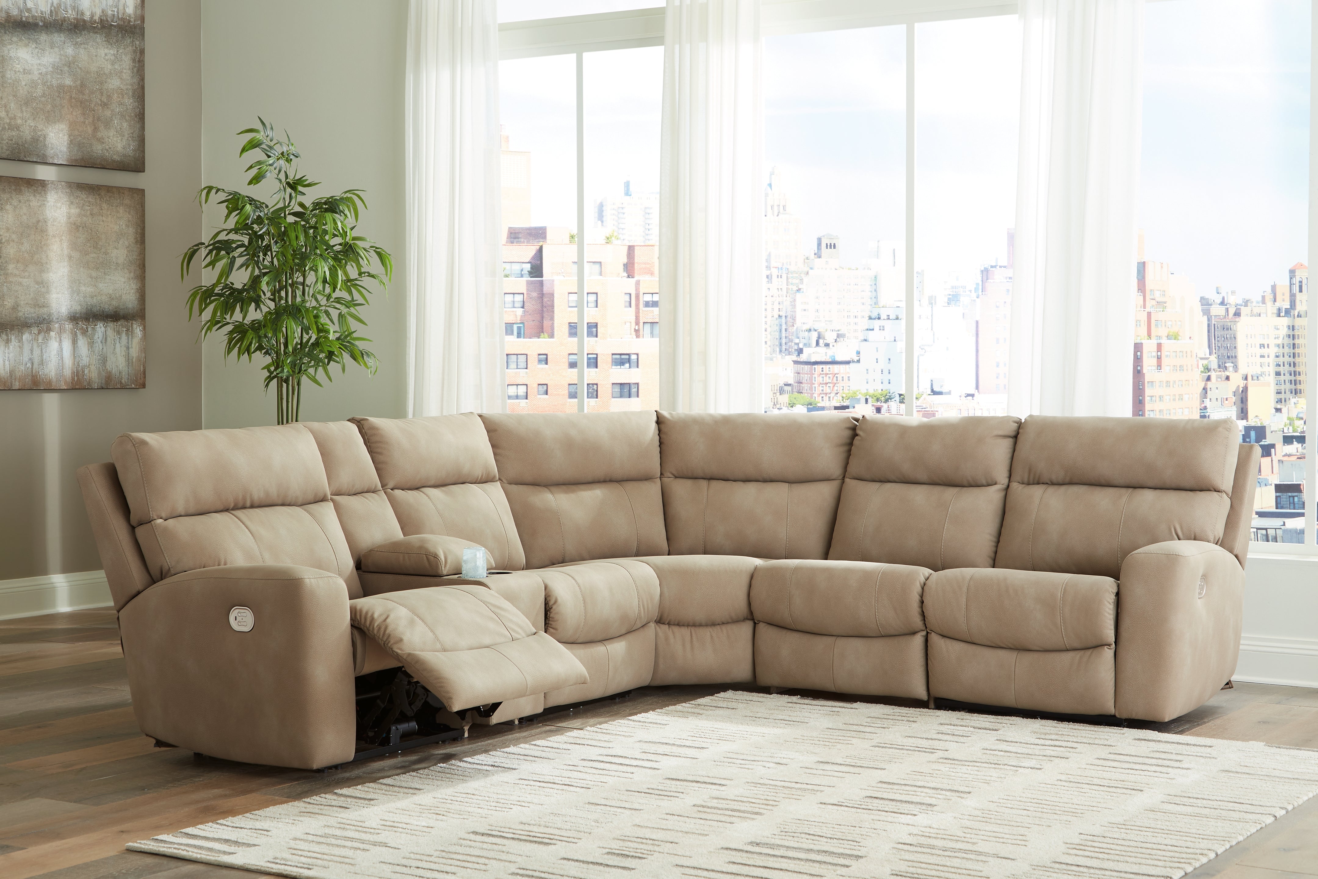 3 Brothers Decor - Ashley Furniture - Next-Gen DuraPella Sectional - 6-Piece Power Reclining Sectional / Sand - 61004S7