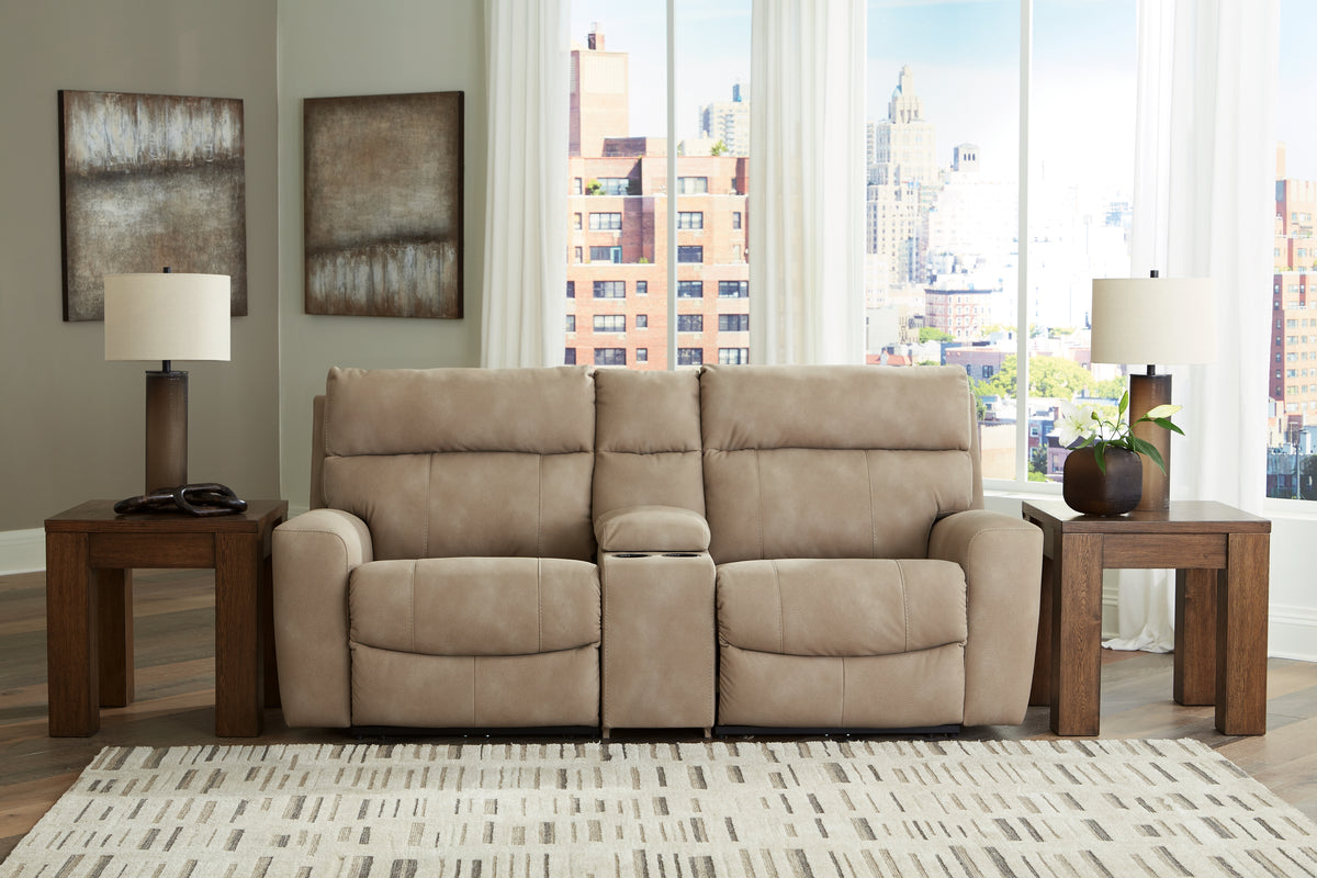 3 Brothers Decor - Ashley Furniture - Next-Gen DuraPella Sectional - 3-Piece Power Reclining Sectional Loveseat with Console / Sand - 61004S3