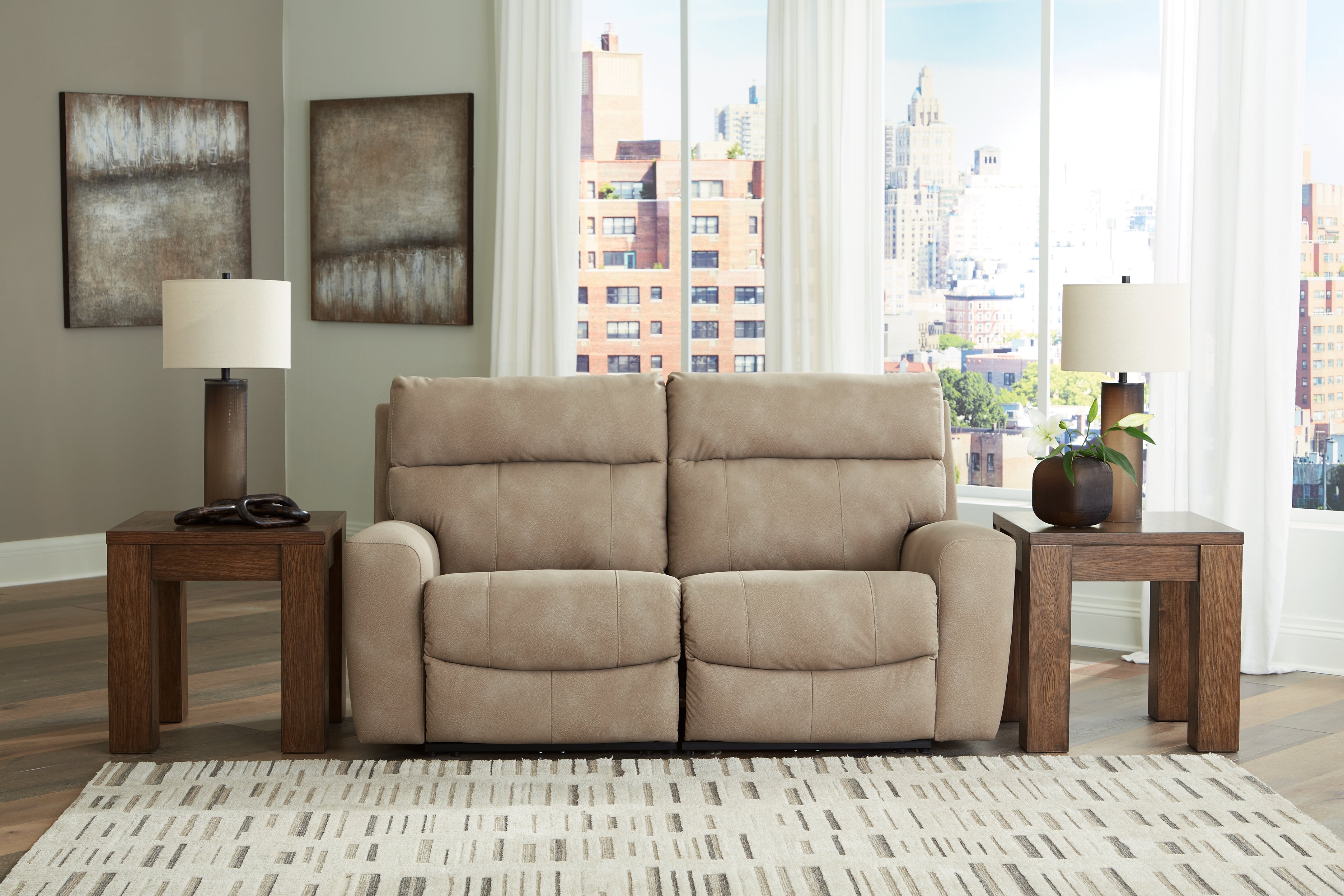 3 Brothers Decor - Ashley Furniture - Next-Gen DuraPella Sectional - 2-Piece Power Reclining Sectional Loveseat / Sand - 61004S1