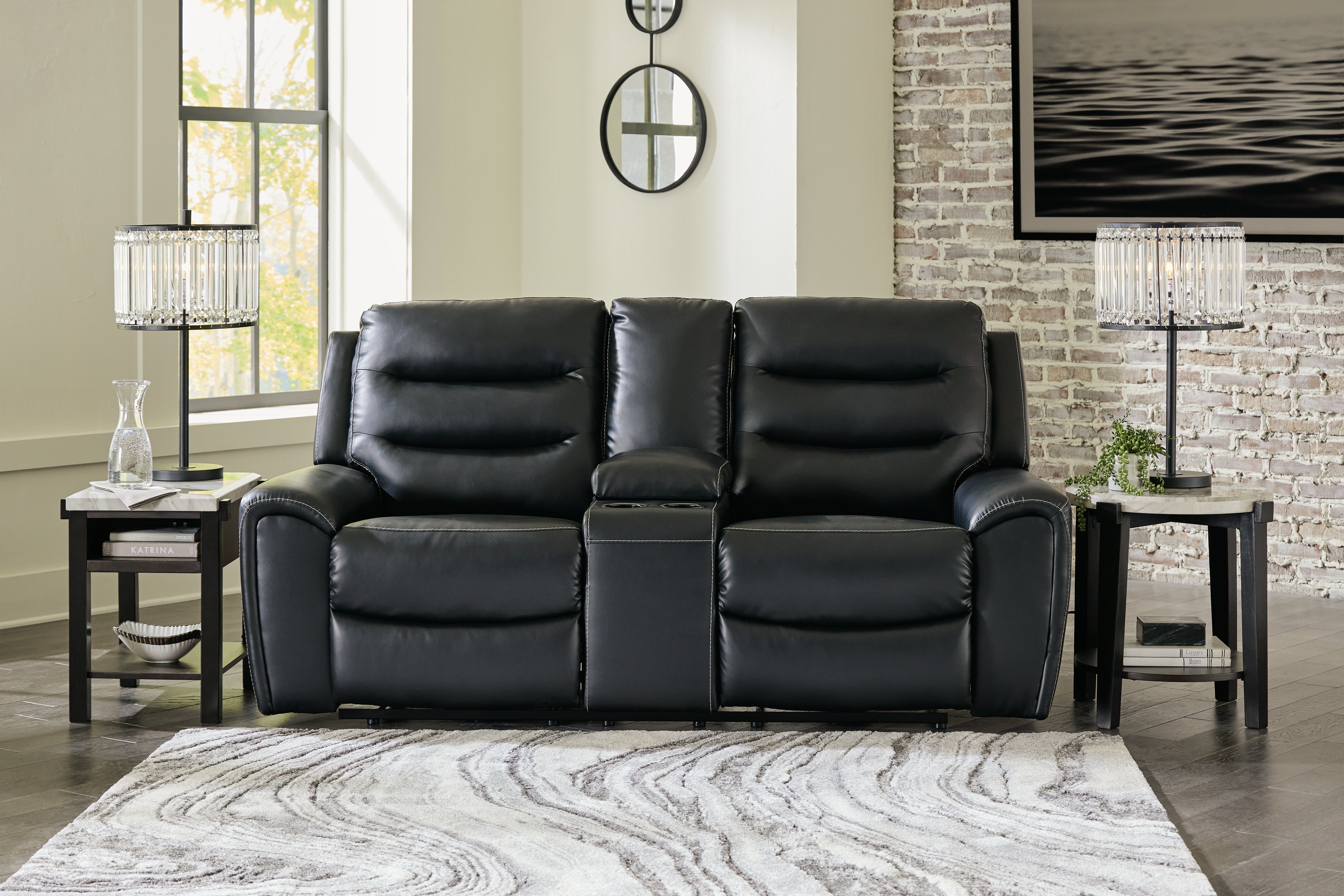 3 Brothers Decor - Ashley Furniture - Warlin Living Room - PWR REC Loveseat/CON/ADJ HDRST / Black - 6110518