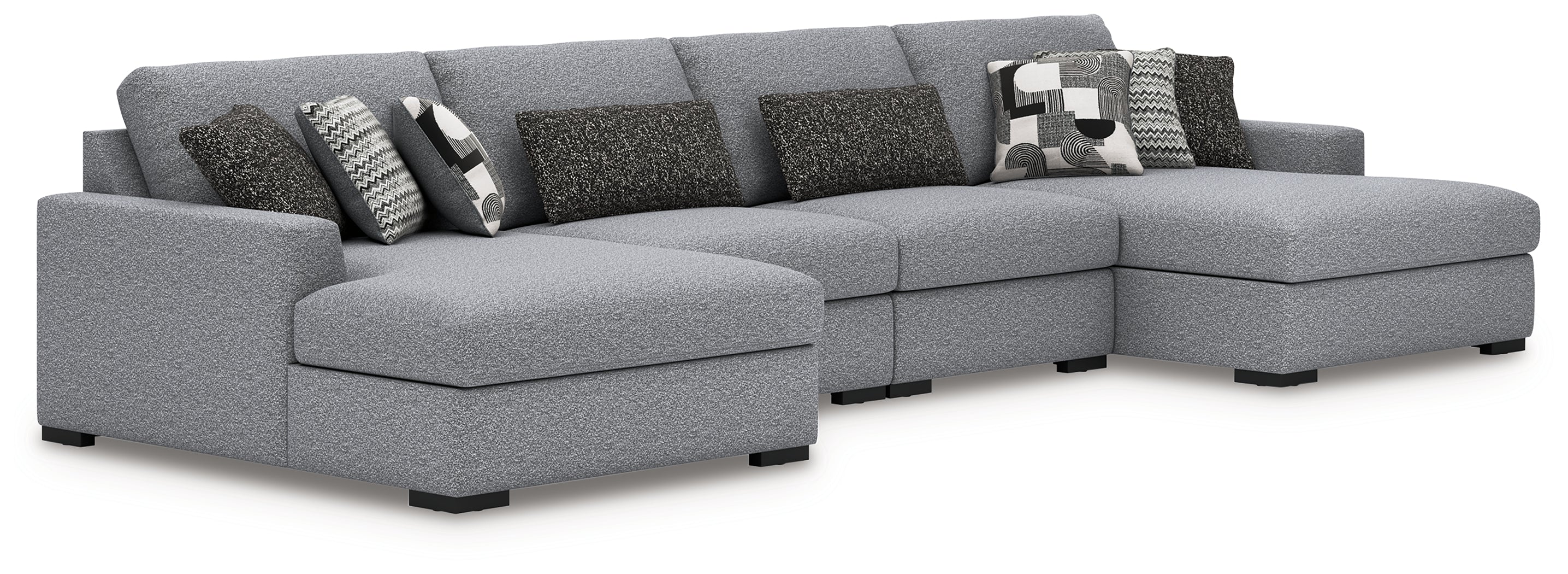 3 Brothers Decor - Ashley Furniture - Bealton Sectional - RAF 4-Piece Sectional with Double Chaise / Salt and Pepper - 61305S9