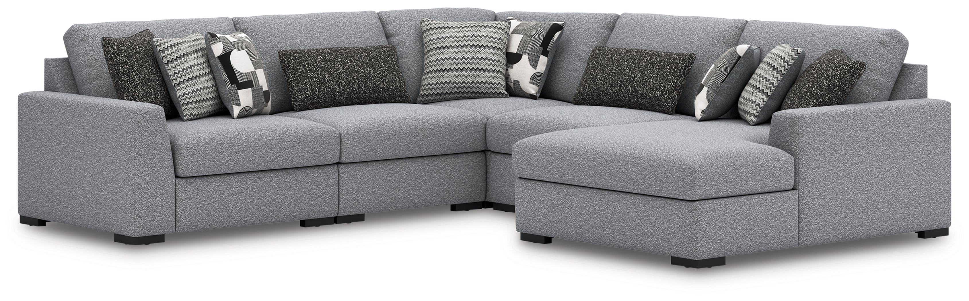 3 Brothers Decor - Ashley Furniture - Bealton Sectional - RAF 5-Piece Sectional with Chaise / Salt and Pepper - 61305S7