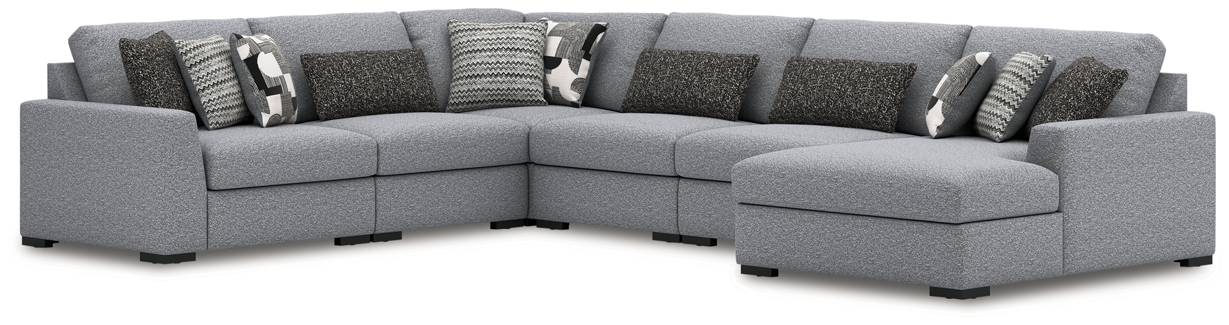 3 Brothers Decor - Ashley Furniture - Bealton Sectional - RAF 6-Piece Sectional with Chaise / Salt and Pepper - 61305S12