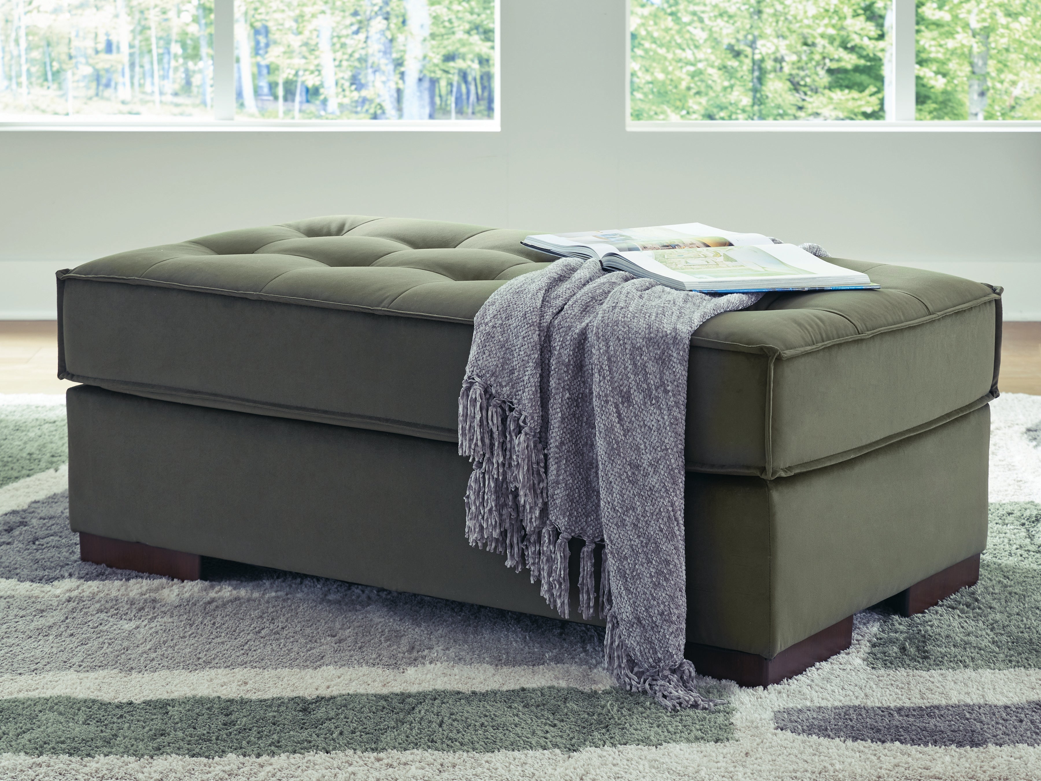 3 Brothers Decor - Ashley Furniture - Caspian-Town Living Room - Oversized Accent Ottoman / Olive - PC6170208