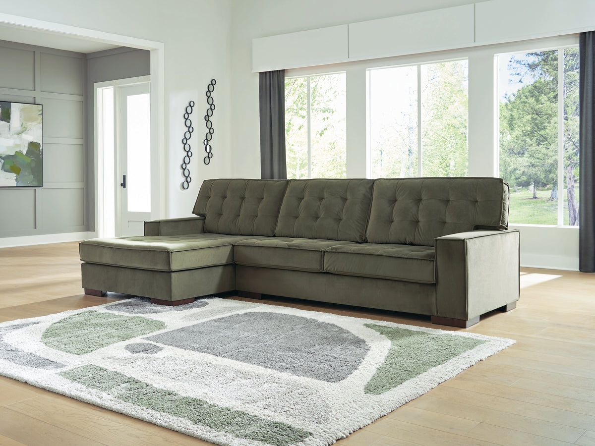 3 Brothers Decor - Ashley Furniture - Caspian-Town Sectional - RAF 2-Piece Sectional with Chaise / Olive - PC61702S1