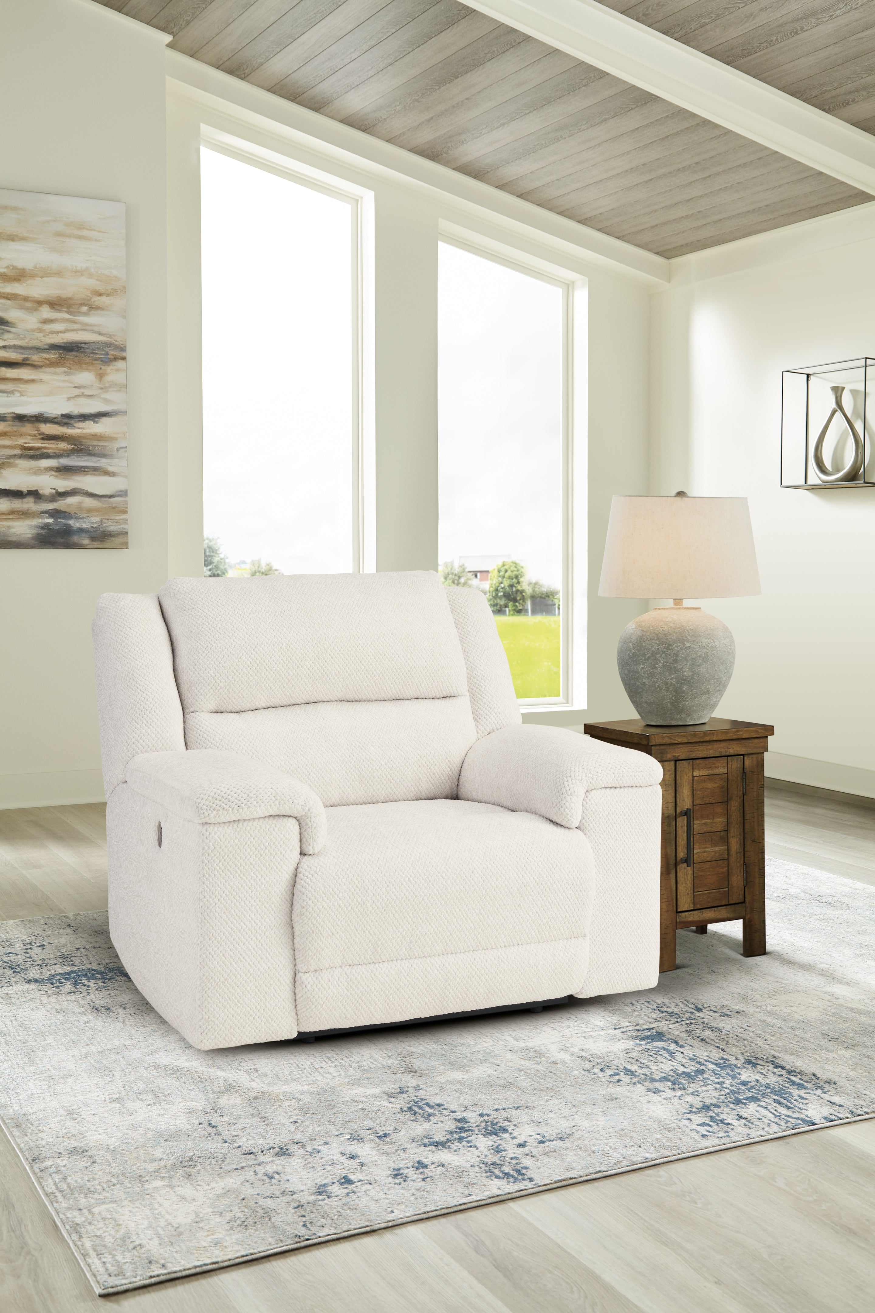 3 Brothers Decor - Ashley Furniture - Keensburg Living Room - Wide Seat Power Recliner / Linen - 6180782