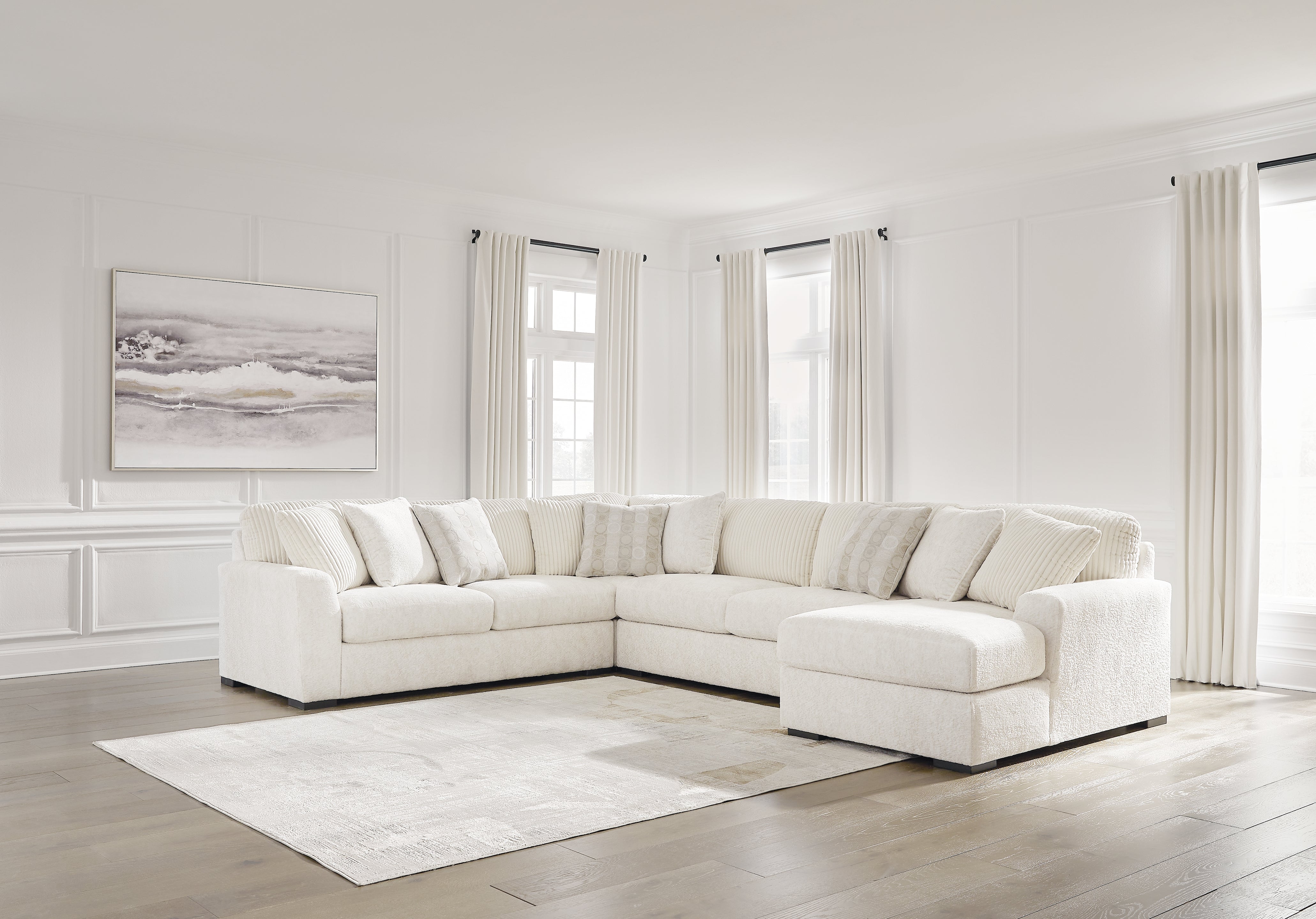 3 Brothers Decor - Ashley Furniture - Chessington Sectional - LAF 4-Piece Sectional with Chaise / Ivory - 61904S4