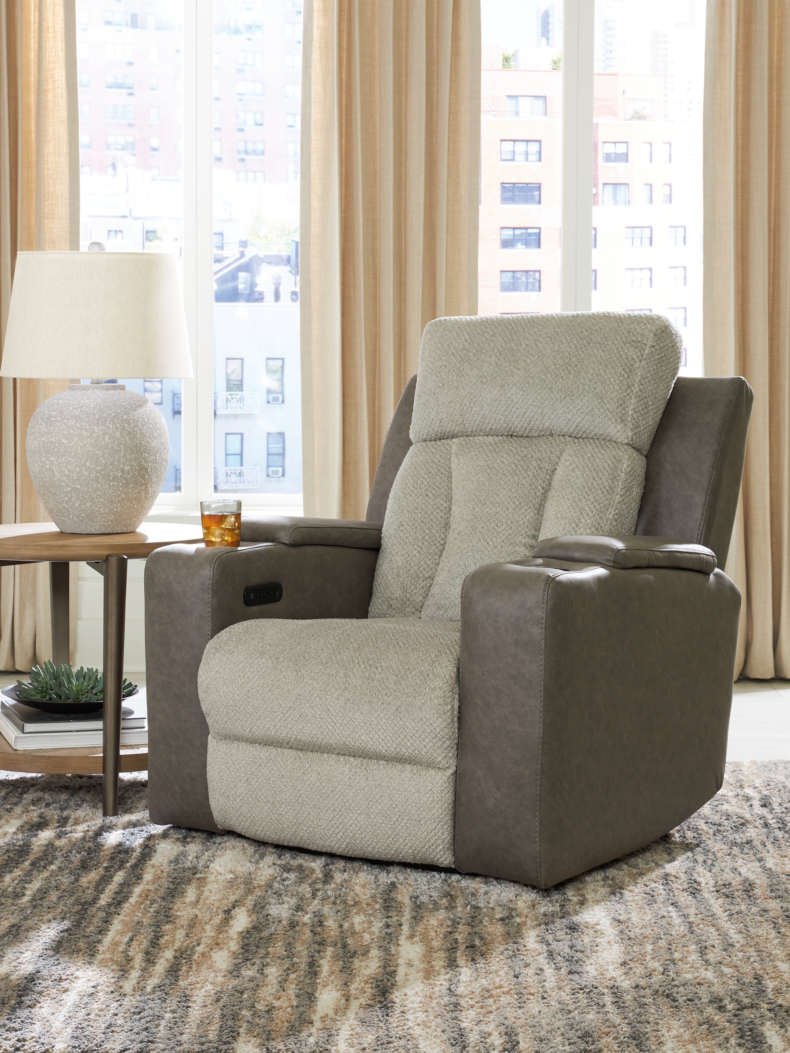 3 Brothers Decor - Ashley Furniture - WhipLash Living Room - PWR Recliner/ADJ Headrest / Sisal - PC6320413