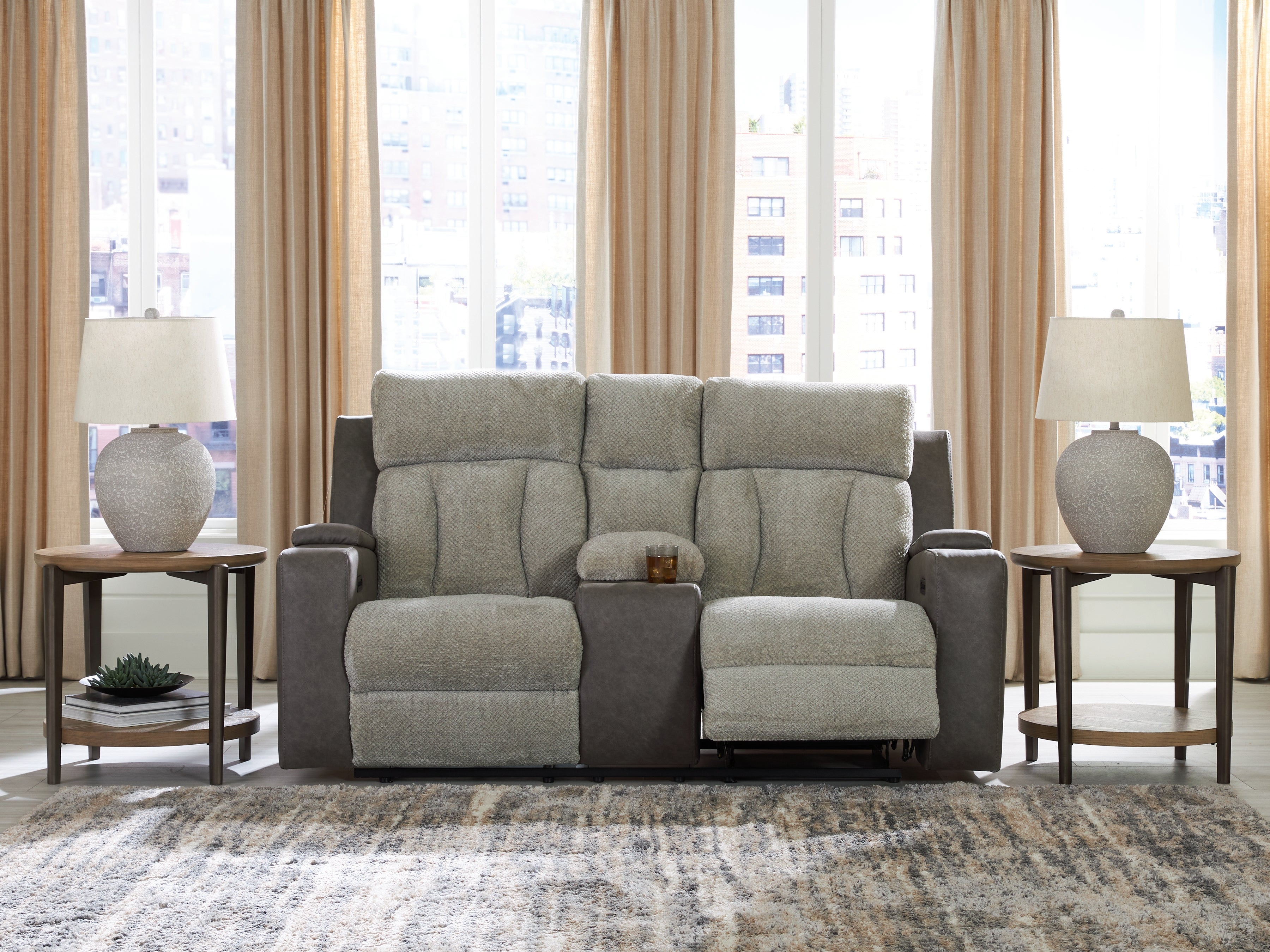 3 Brothers Decor - Ashley Furniture - WhipLash Living Room - PWR REC Loveseat/CON/ADJ HDRST / Sisal - PC6320418