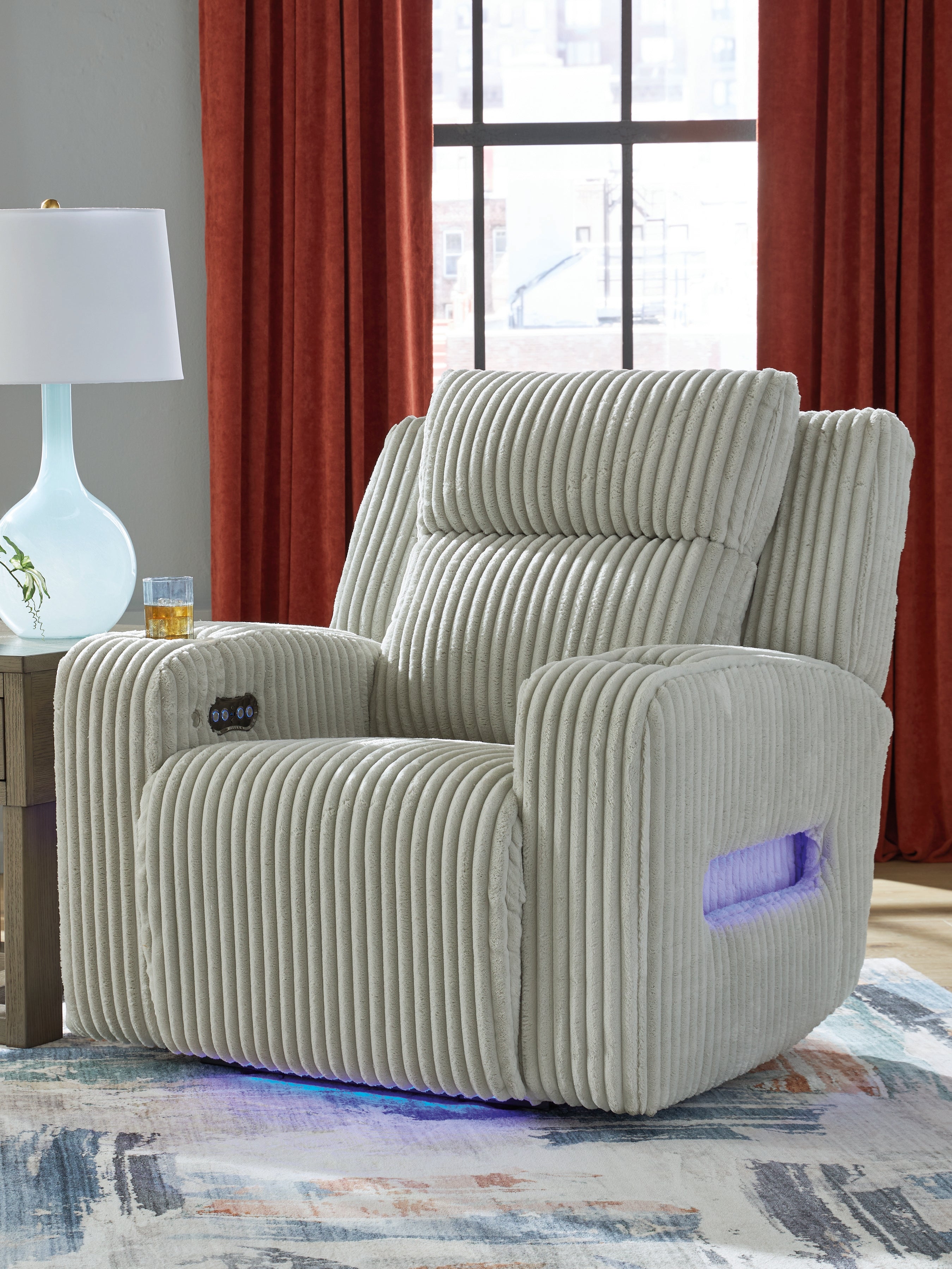 3 Brothers Decor - Ashley Furniture - Forest Lake Living Room - PWR Recliner/ADJ Headrest / Alloy - PC6420313
