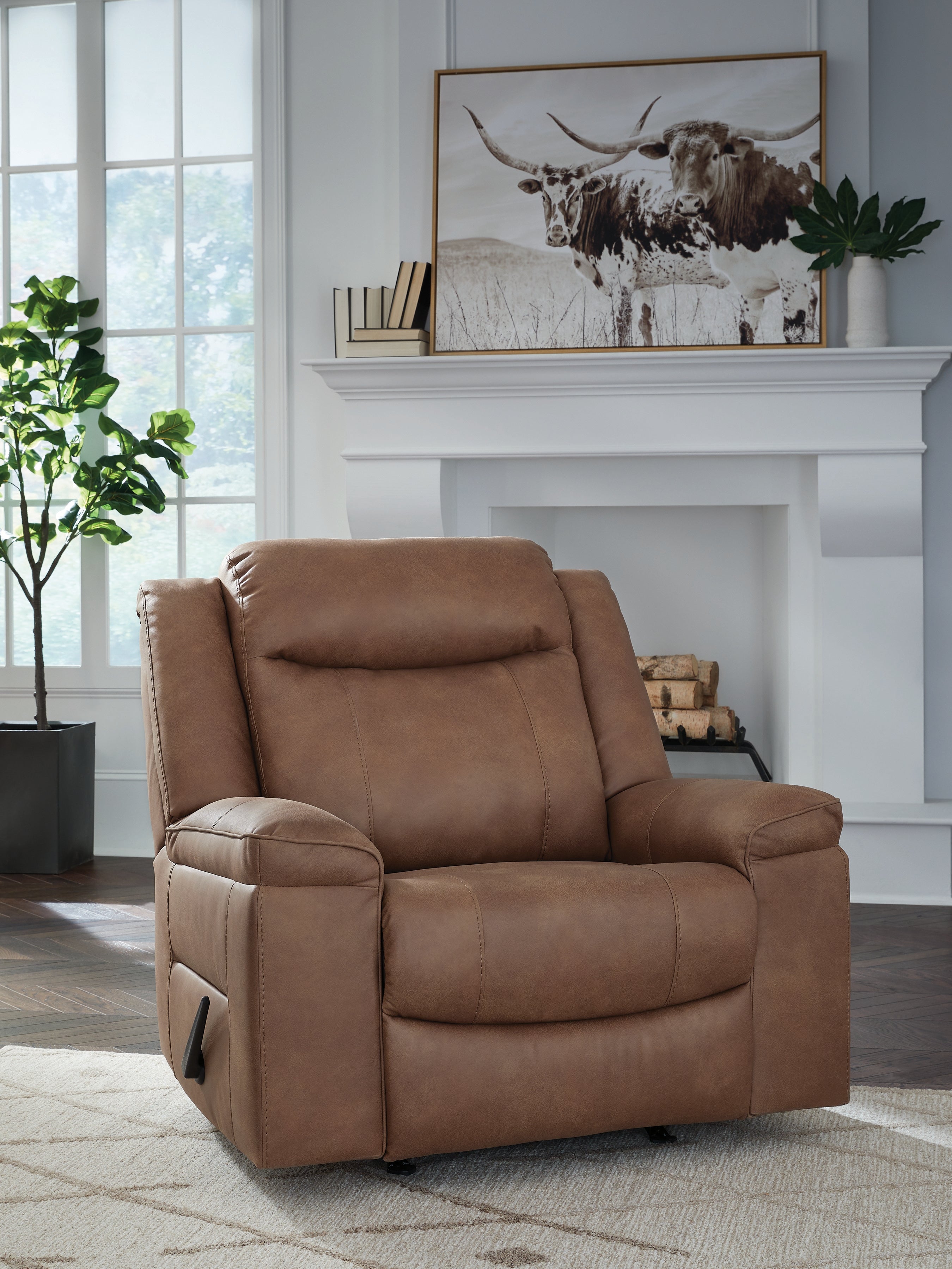 3 Brothers Decor - Ashley Furniture - Status Check Living Room - Rocker Recliner / Caramel - PC6530825