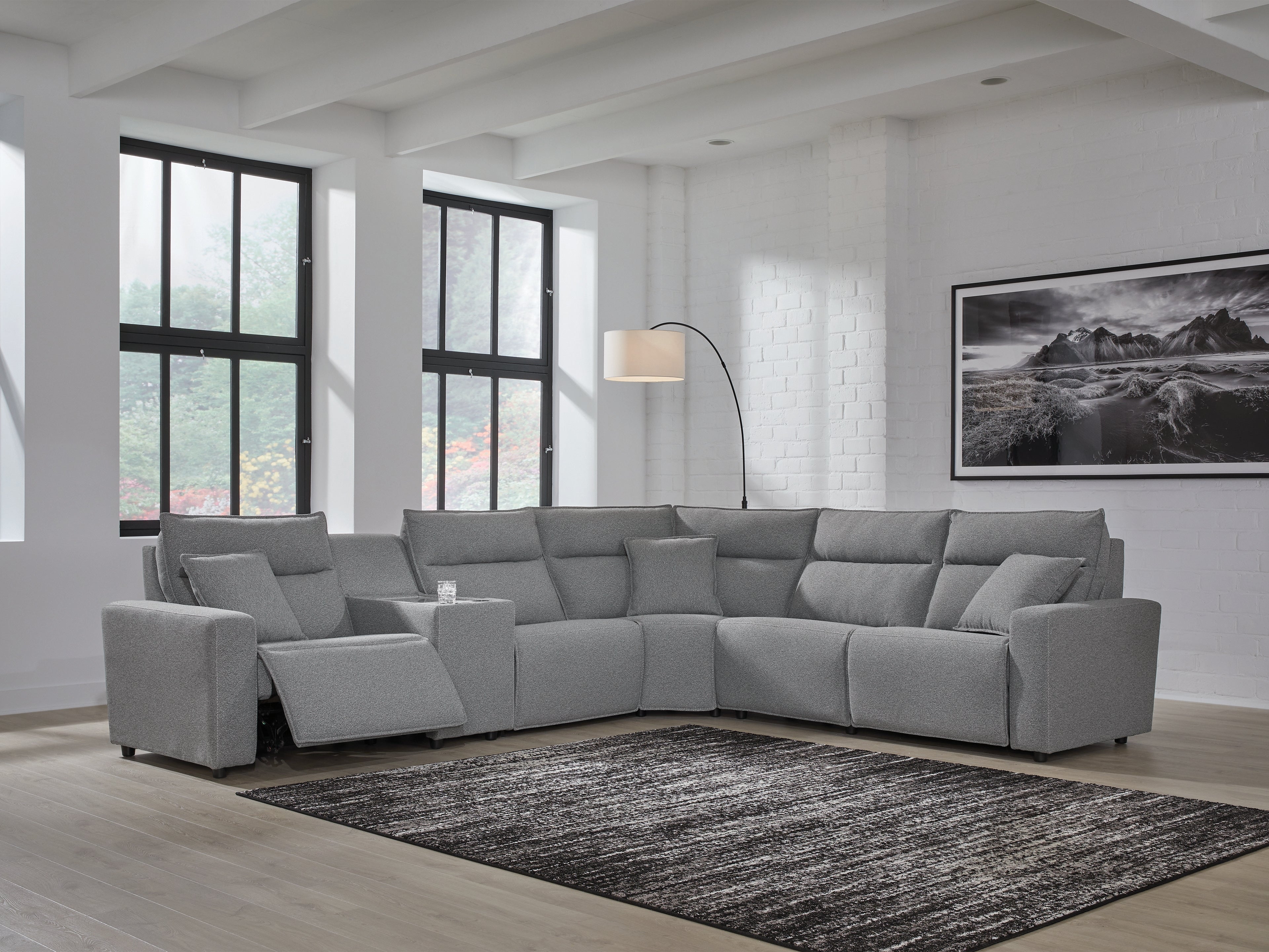 3 Brothers Decor - Ashley Furniture - ModMax II Sectional - 6-Piece Power Reclining Sectional / Salt and Pepper - 65906S10