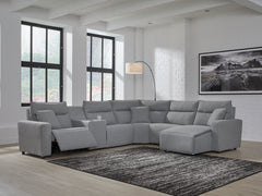 3 Brothers Decor - Ashley Furniture - ModMax II Sectional - 6-Piece Power Reclining Sectional with Chaise / Salt and Pepper - 65906S6
