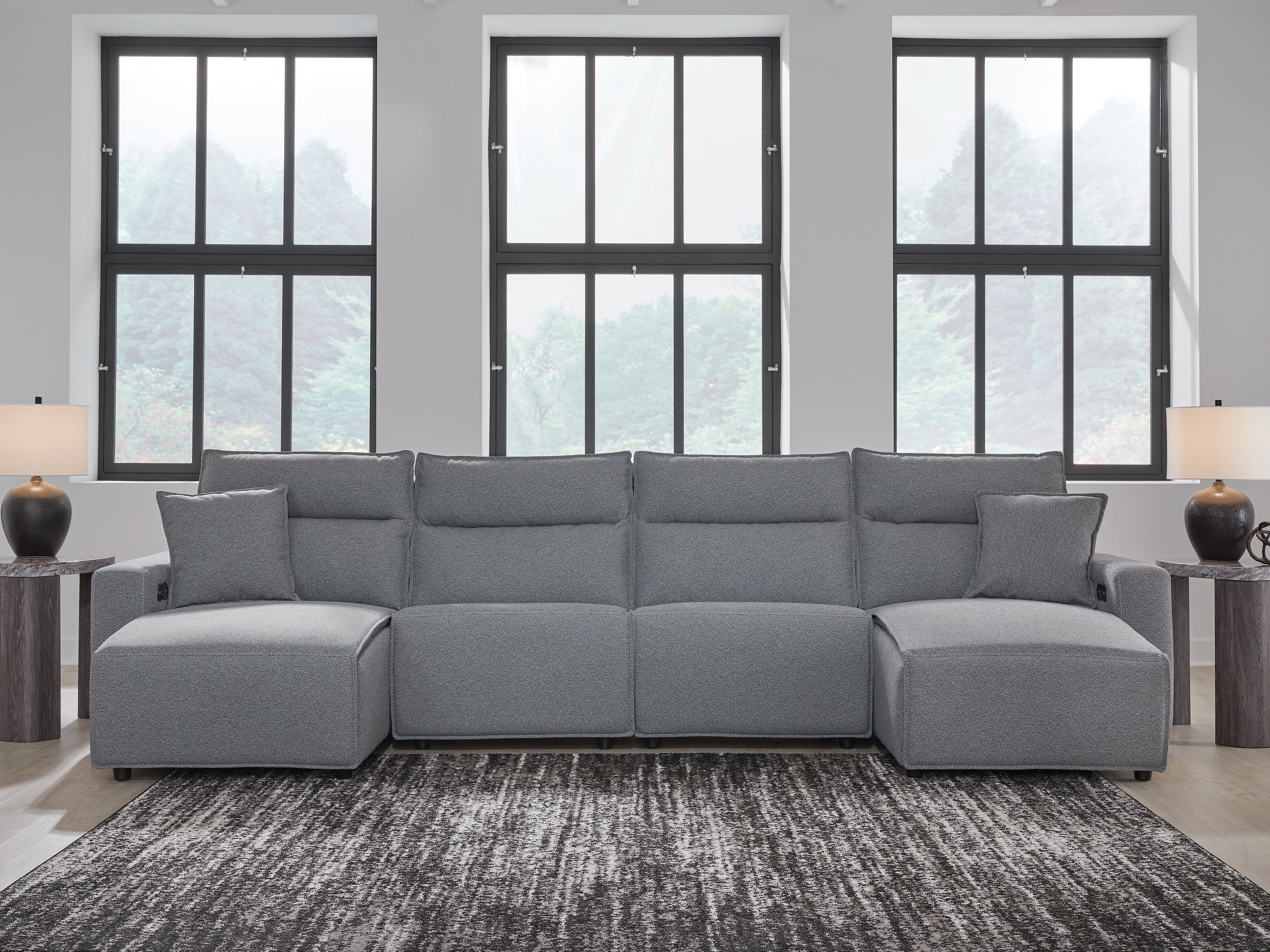 3 Brothers Decor - Ashley Furniture - ModMax II Sectional - 4-Piece Power Reclining Sectional with Chaise / Salt and Pepper - 65906S11