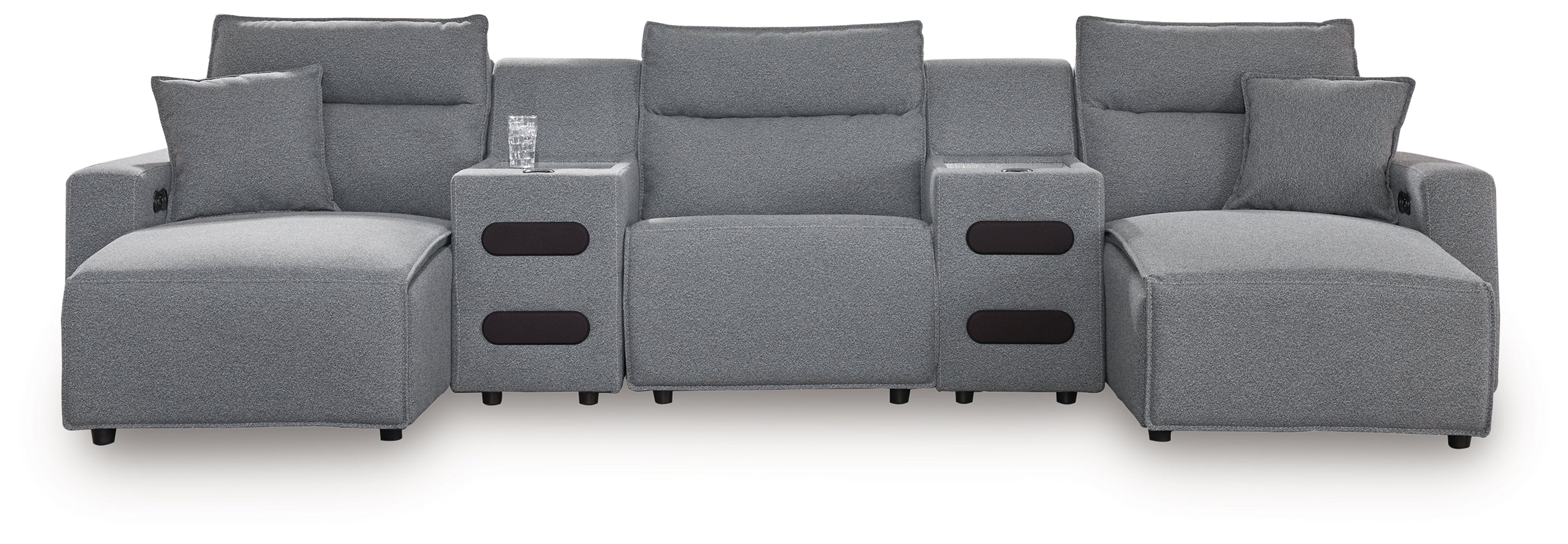 3 Brothers Decor - Ashley Furniture - ModMax II Sectional - 5-Piece Power Reclining Sectional with Chaise / Salt and Pepper - 65906S15