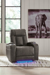 3 Brothers Decor - Ashley Furniture - Feazada Living Room - PWR Recliner/ADJ Headrest / Shadow - 6620513