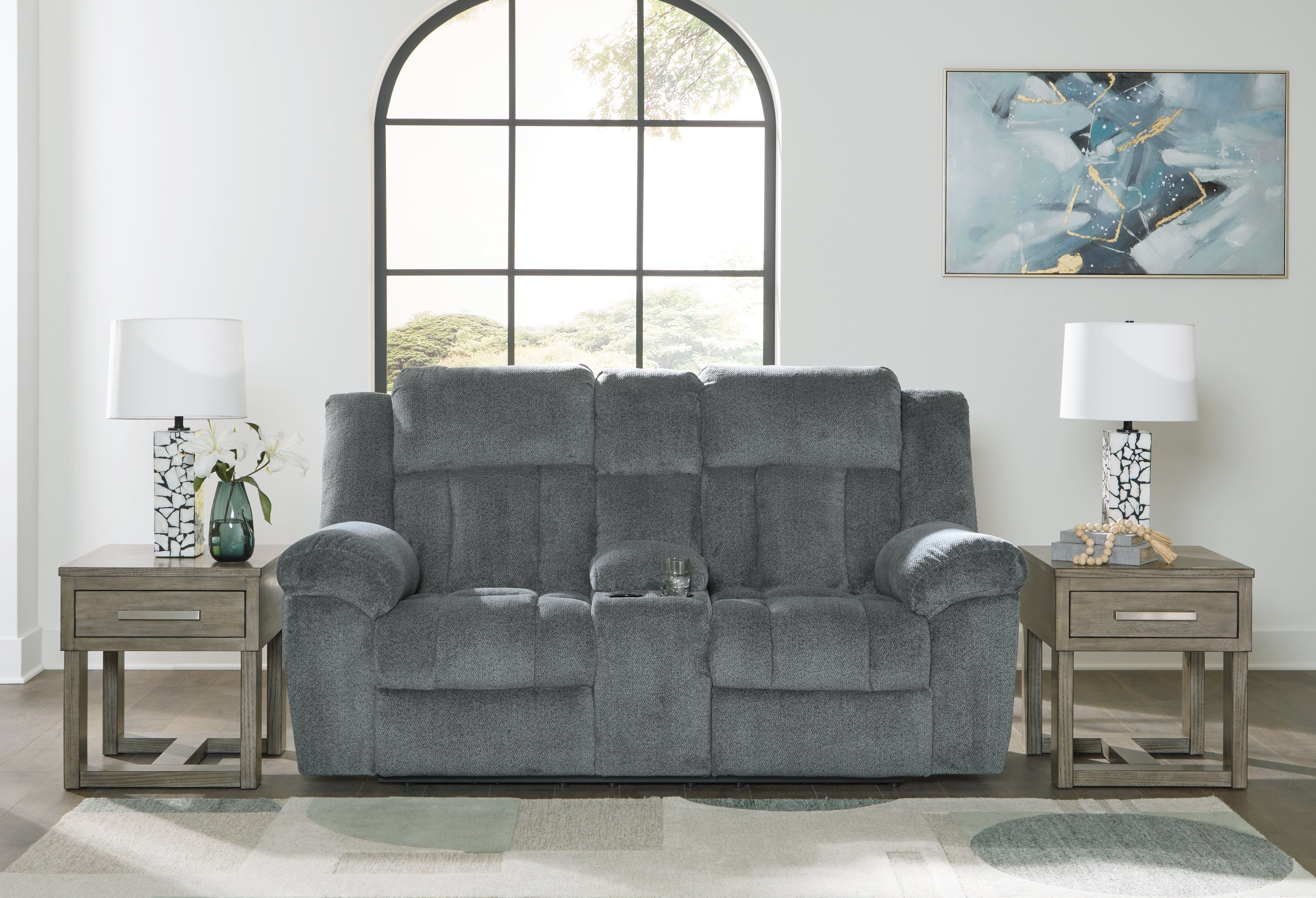 3 Brothers Decor - Ashley Furniture - Tip-Off Living Room - PWR REC Loveseat/CON/ADJ HDRST / Slate - 6930418