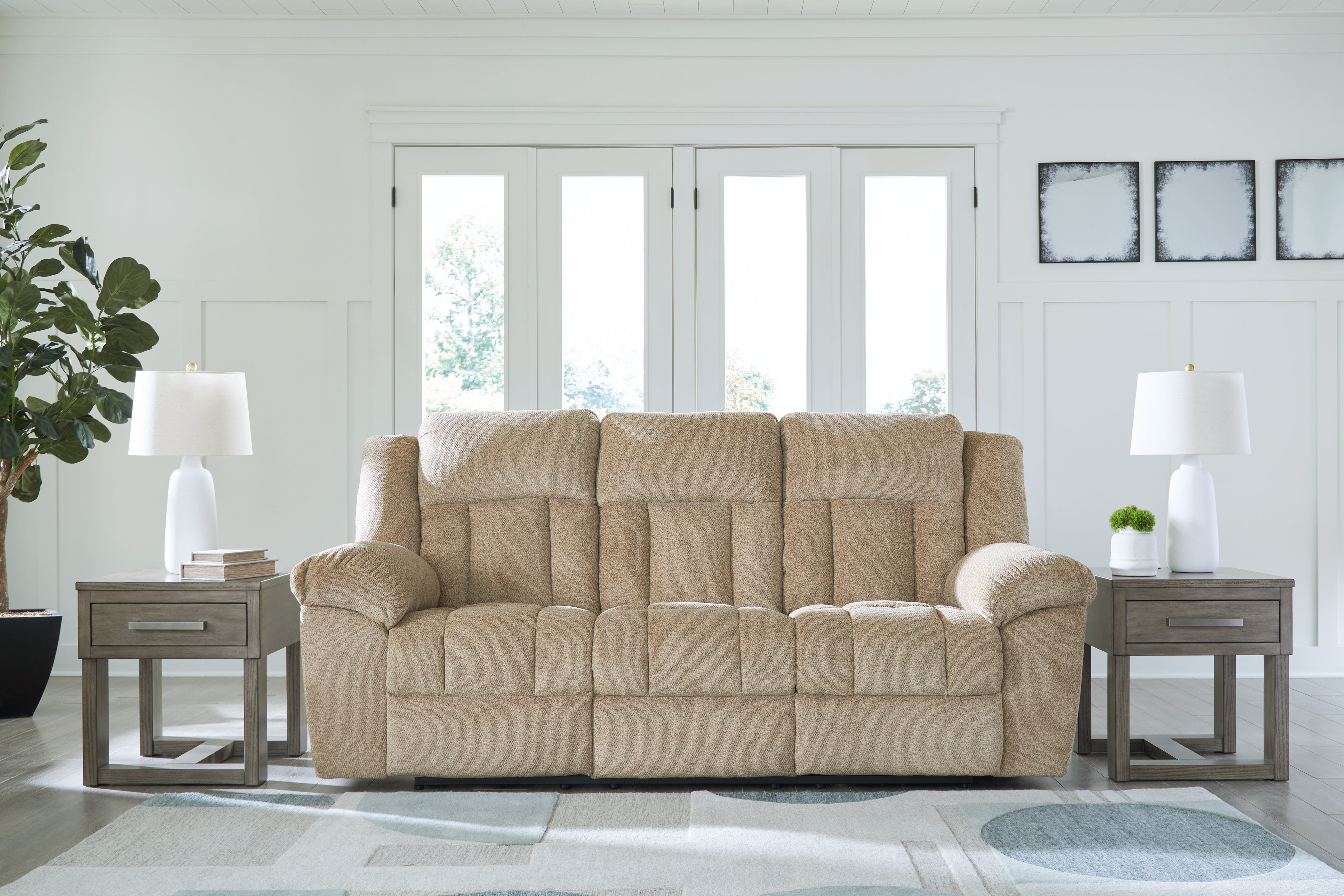 3 Brothers Decor - Ashley Furniture - Tip-Off Living Room - PWR REC Sofa with ADJ Headrest / Wheat - 6930515