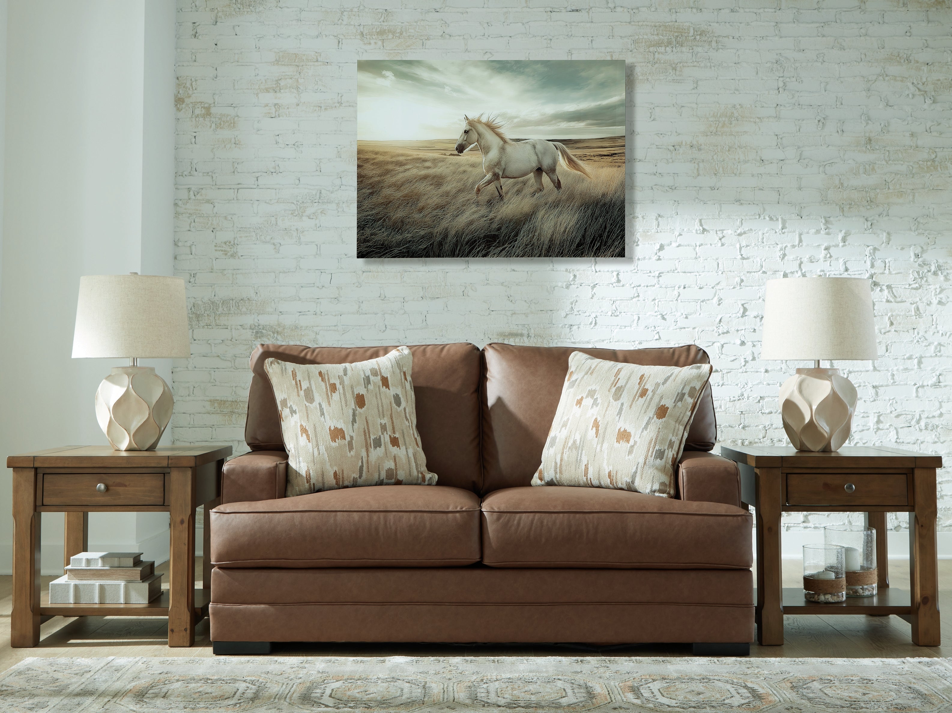3 Brothers Decor - Ashley Furniture - VillaCourt Living Room - Loveseat / Caramel - 7490935