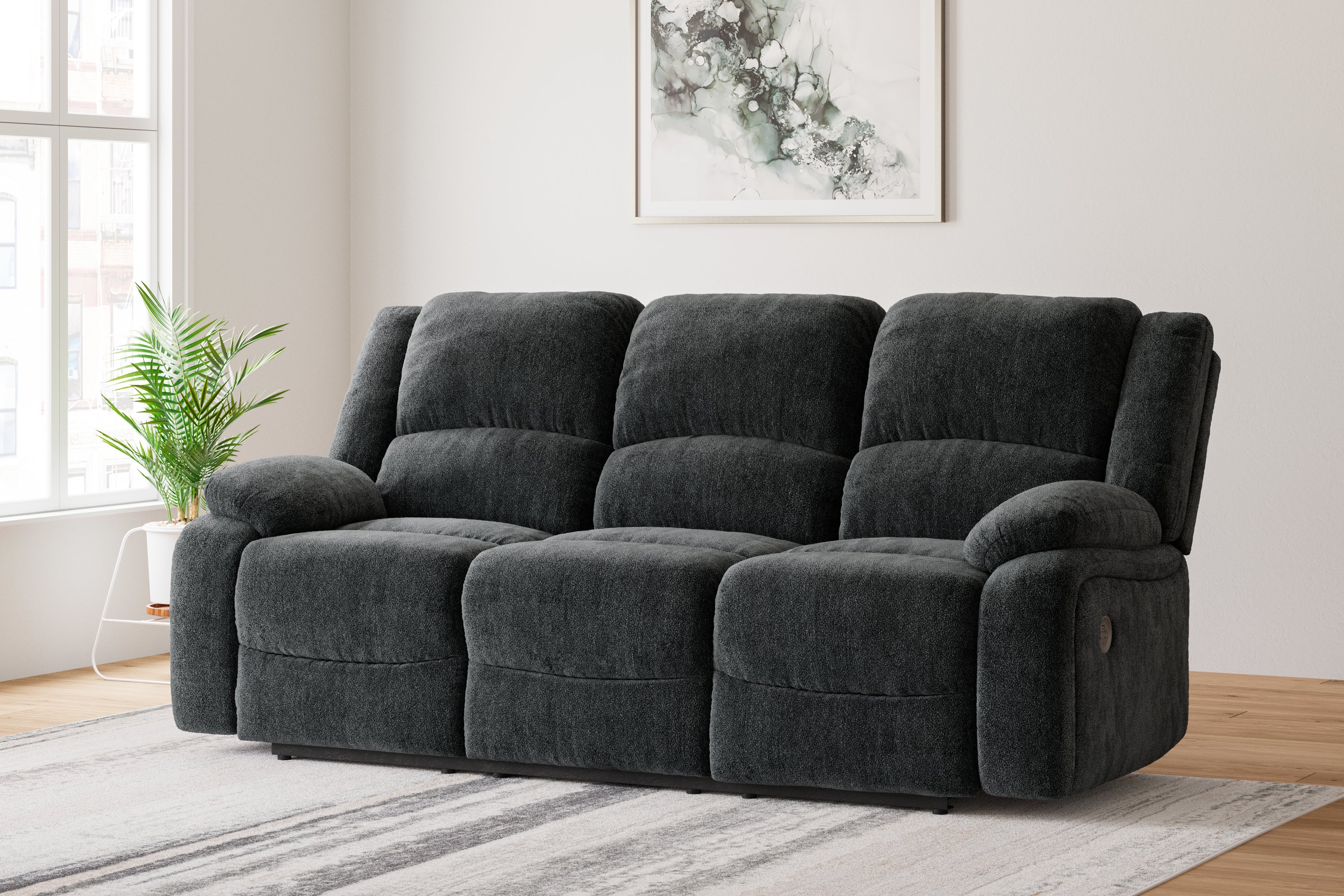 3 Brothers Decor - Ashley Furniture - Draycoll Living Room - Reclining Power Sofa / Slate - 7650487
